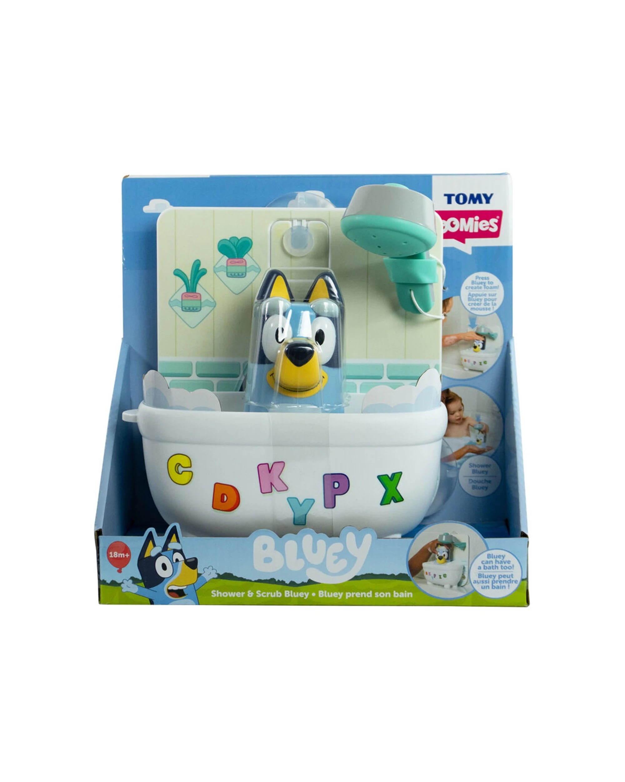 1 Tomy Toomies Shower & Scrub Bluey With Figurine Bathtime Activity Toy - Multi, 1 of 8