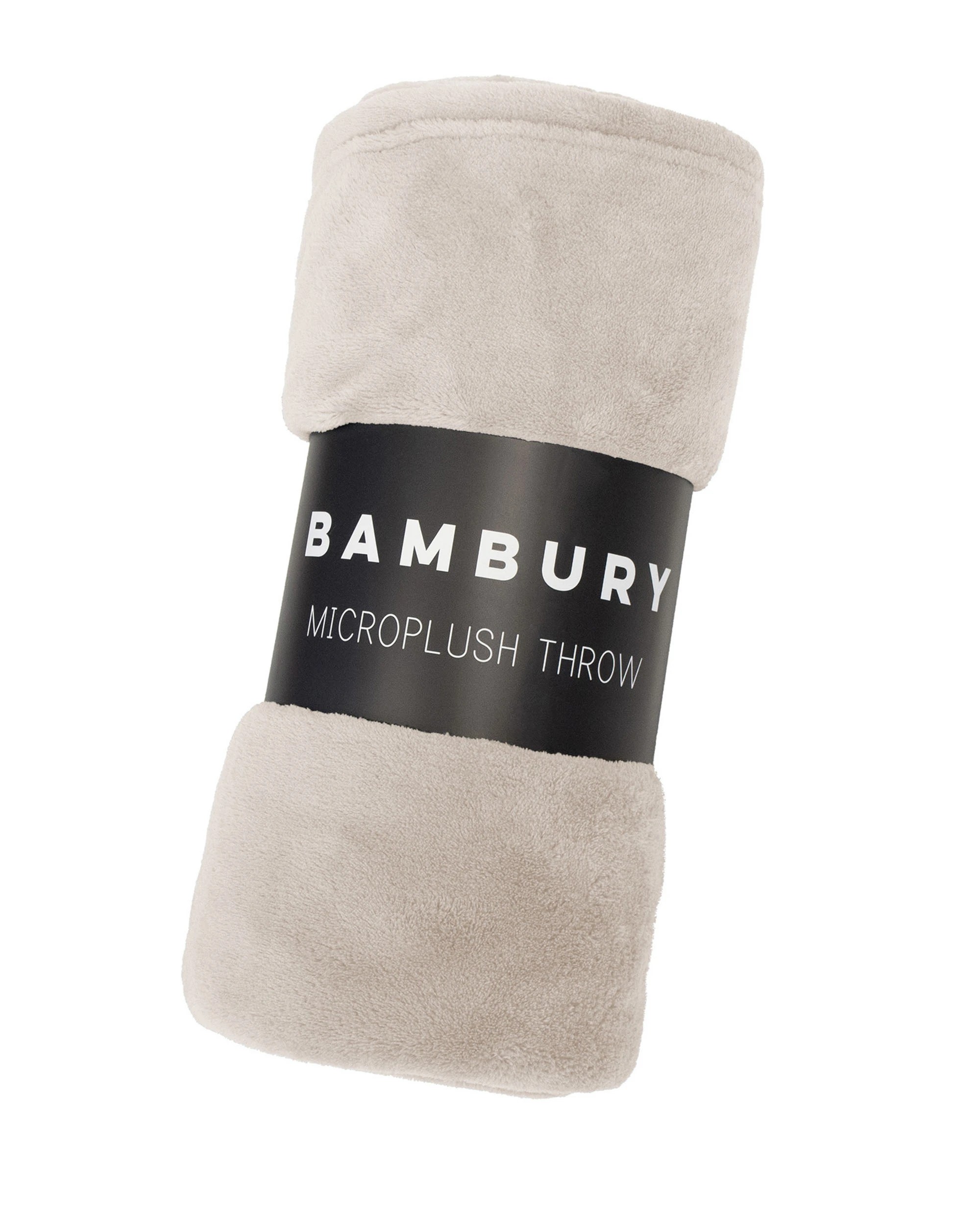 2 Bambury Microplush Soft Cosy Throw Rug Stone - Natural, 2 of 3