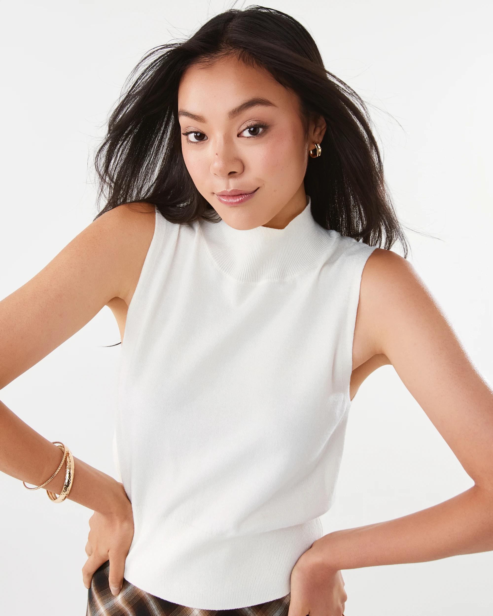 5 Sleeveless Roll Neck Top Cld White, 5 of 7