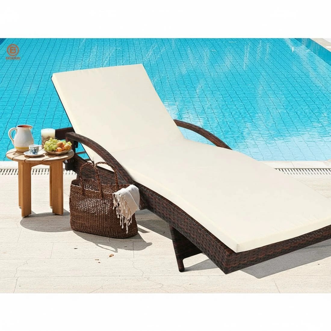 6 Gardeon 2PC Sun Lounge Wicker Lounger Outdoor Furniture Beach Chair Patio Adju Cushion - Brown, 6 of 8