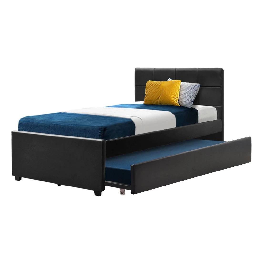 3 Artiss Bed Frame King Single Size Trundle Daybed - Black, 3 of 6