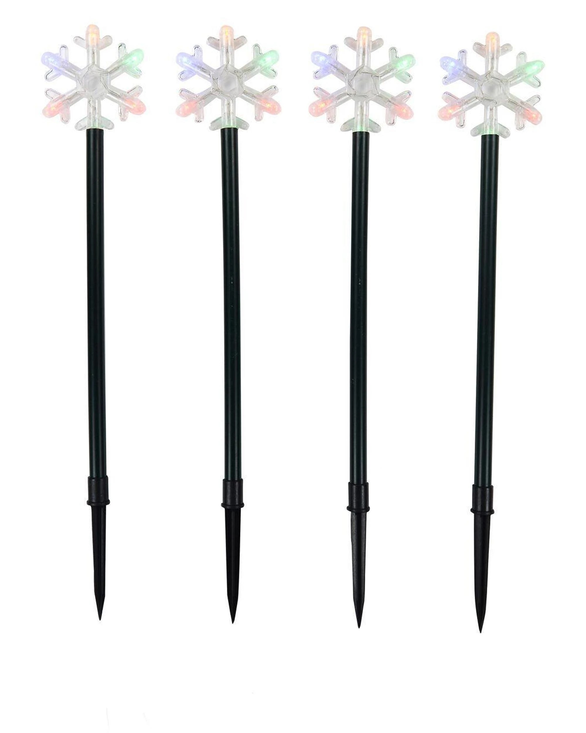 Christmas Warehouse 4x LED Christmas Snowflake Path Lights - Multi ...