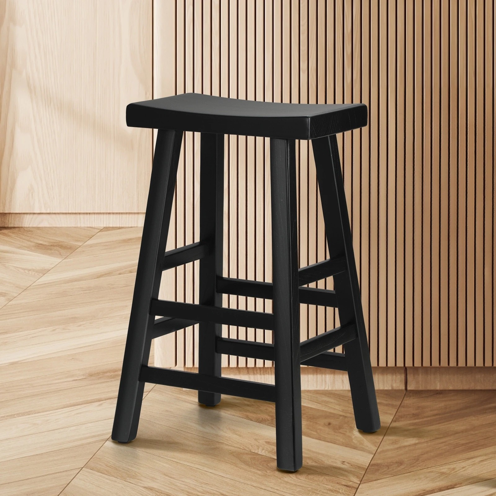 2 Oikiture Bar Stools Kitchen Stool Wooden Counter Chairs Barstools
 - Black, 2 of 10