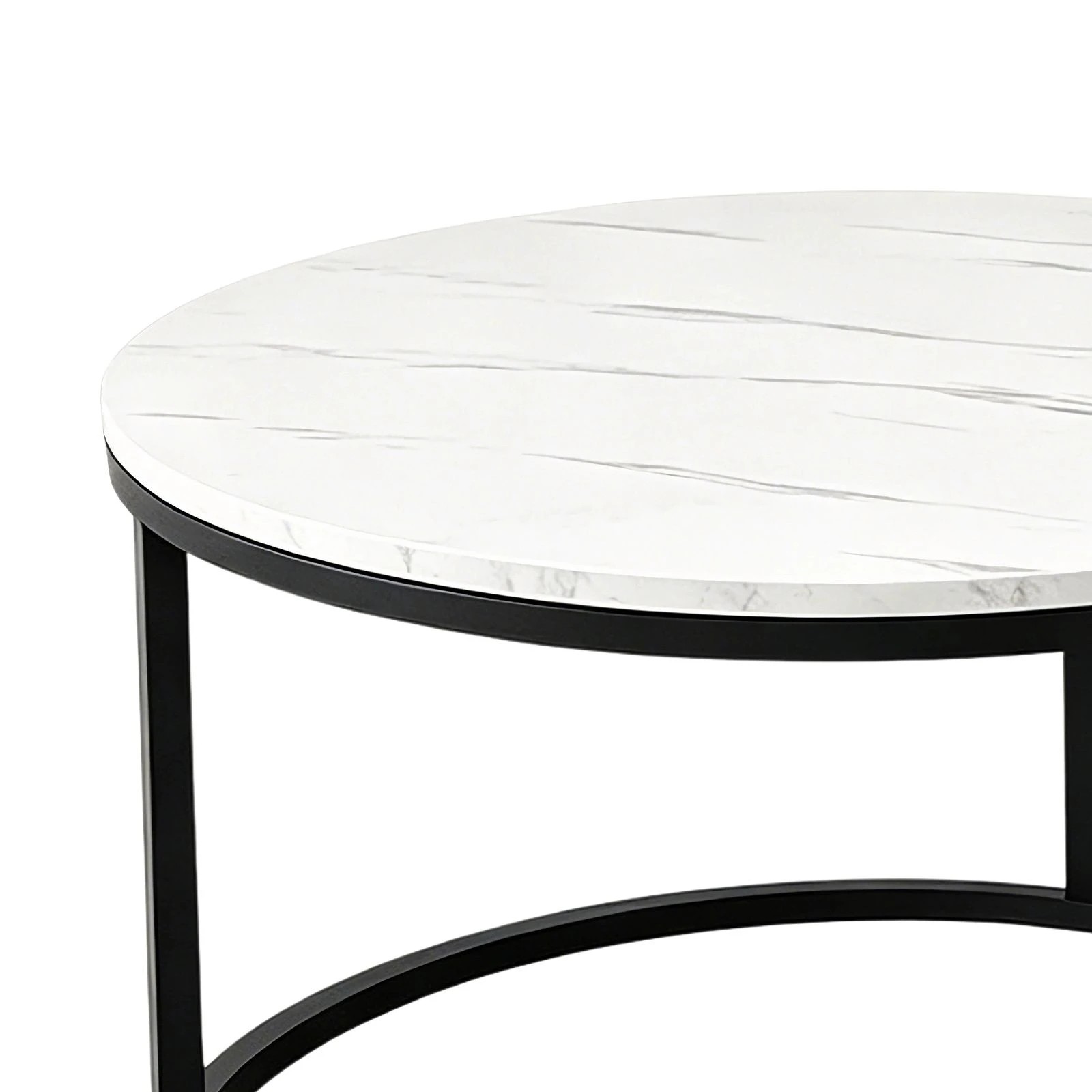 7 Ausway Round Nesting Coffee Table Set of 2 with Sturdy Steel Frames, 7 of 7