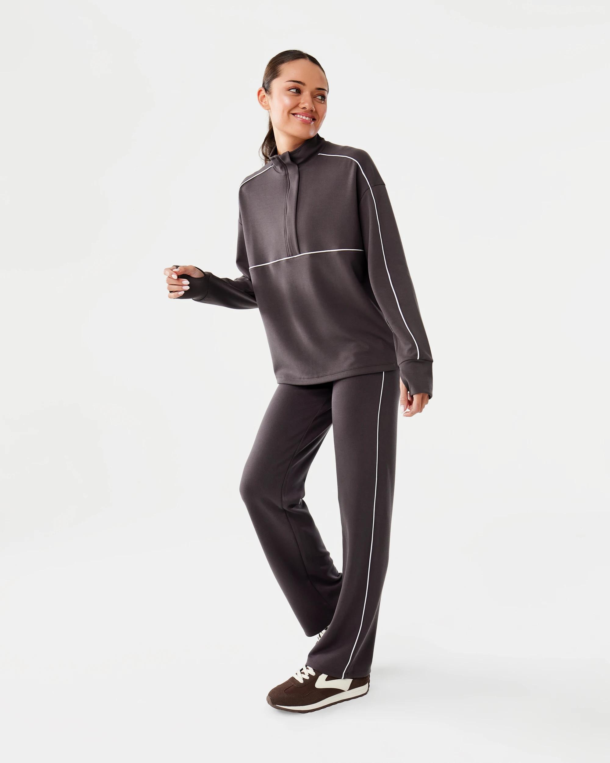 3 Active Womens Ribbed Scuba Long Sleeve Top Espresso, 3 of 8