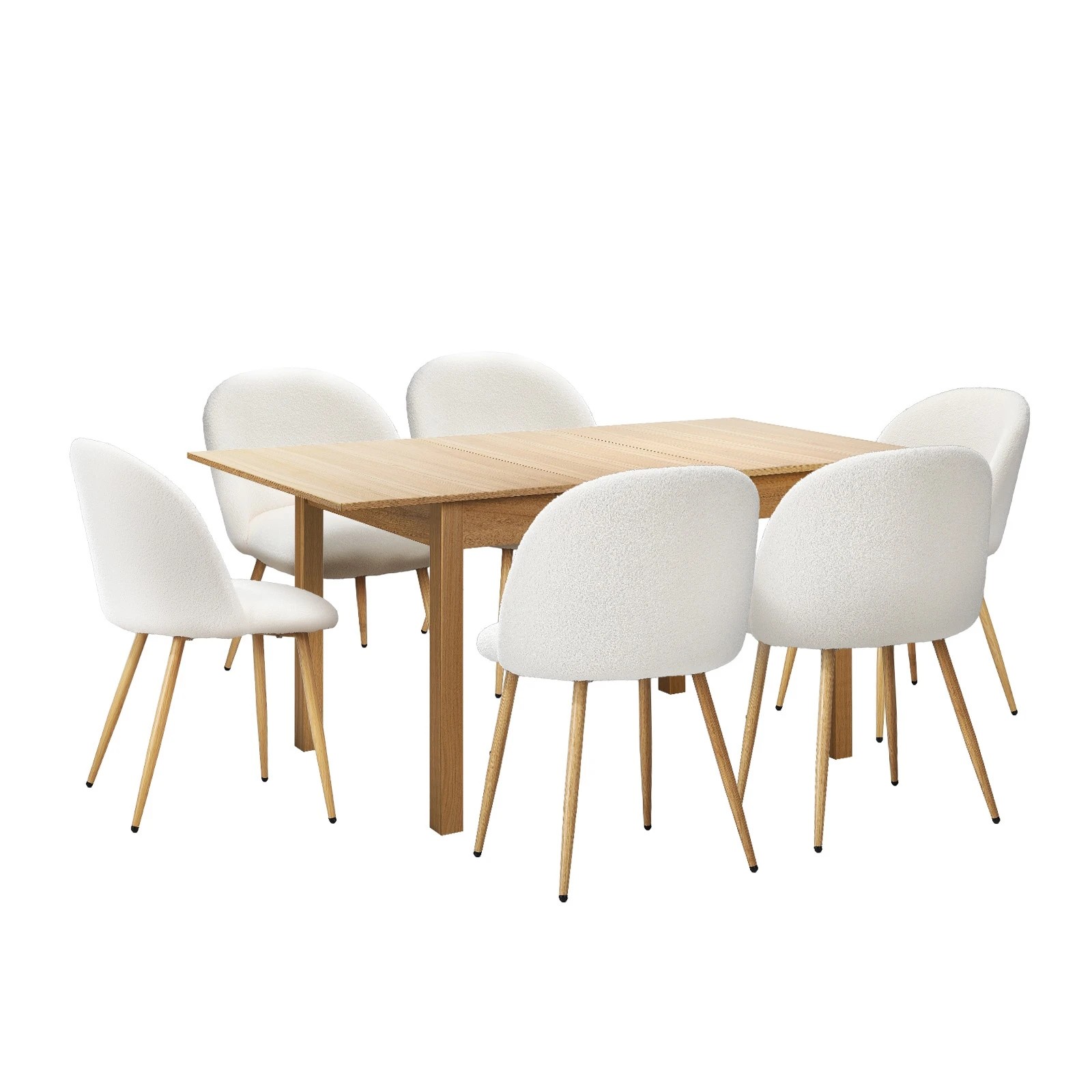 1 Oikiture 7pc Extendable Dining Table and Chairs Kitchen Dining Set - Natural, 1 of 9