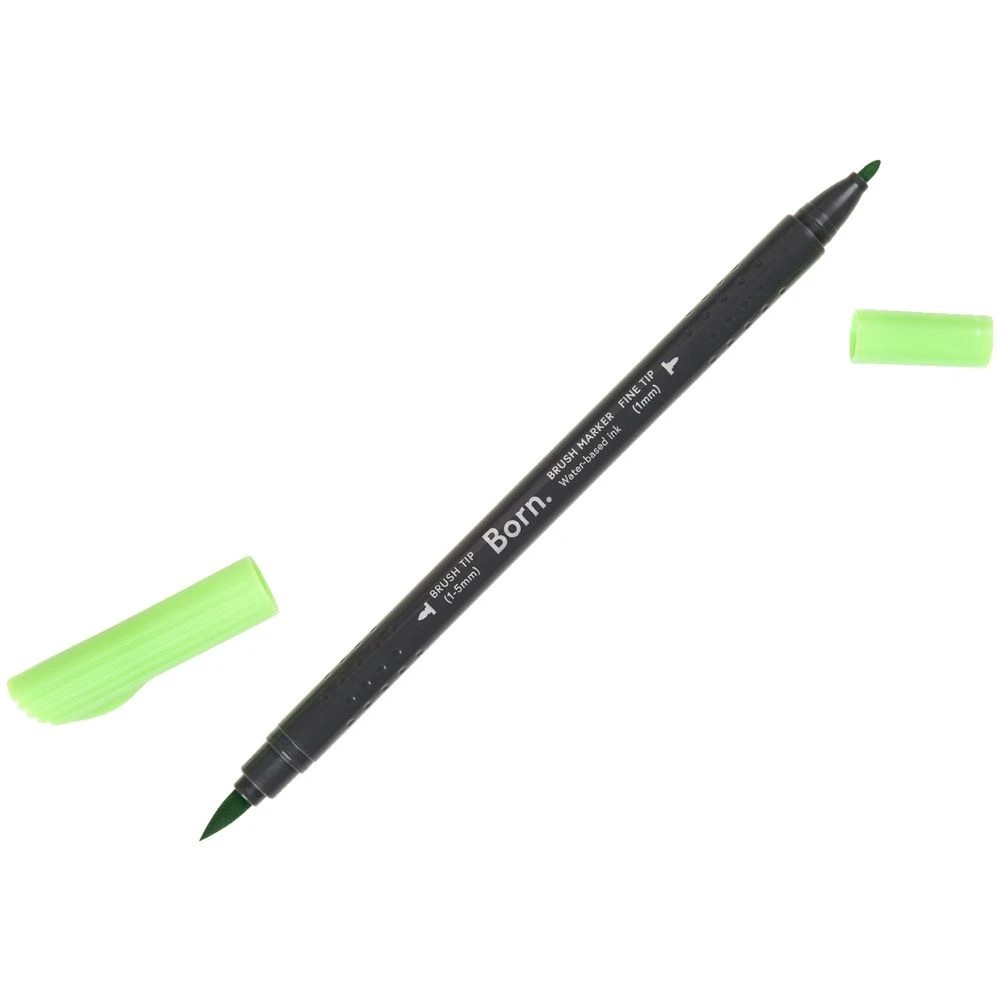 3 Born Professional Brush Dual-Tip Marker Grass Green 195, 3 of 4