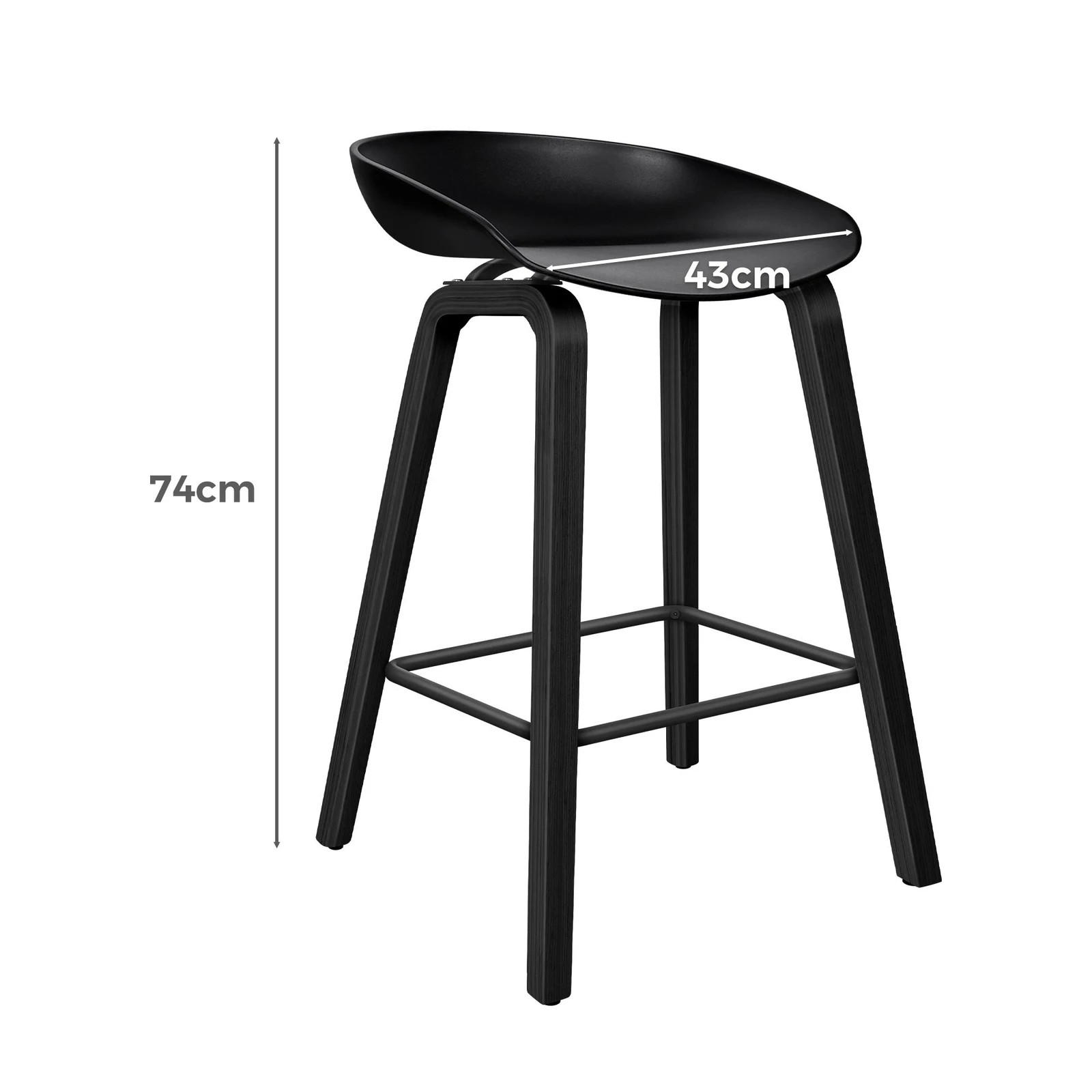 6 Alfordson 2x Kitchen Bar Stools Counter Wooden Chairs - Black, 6 of 10