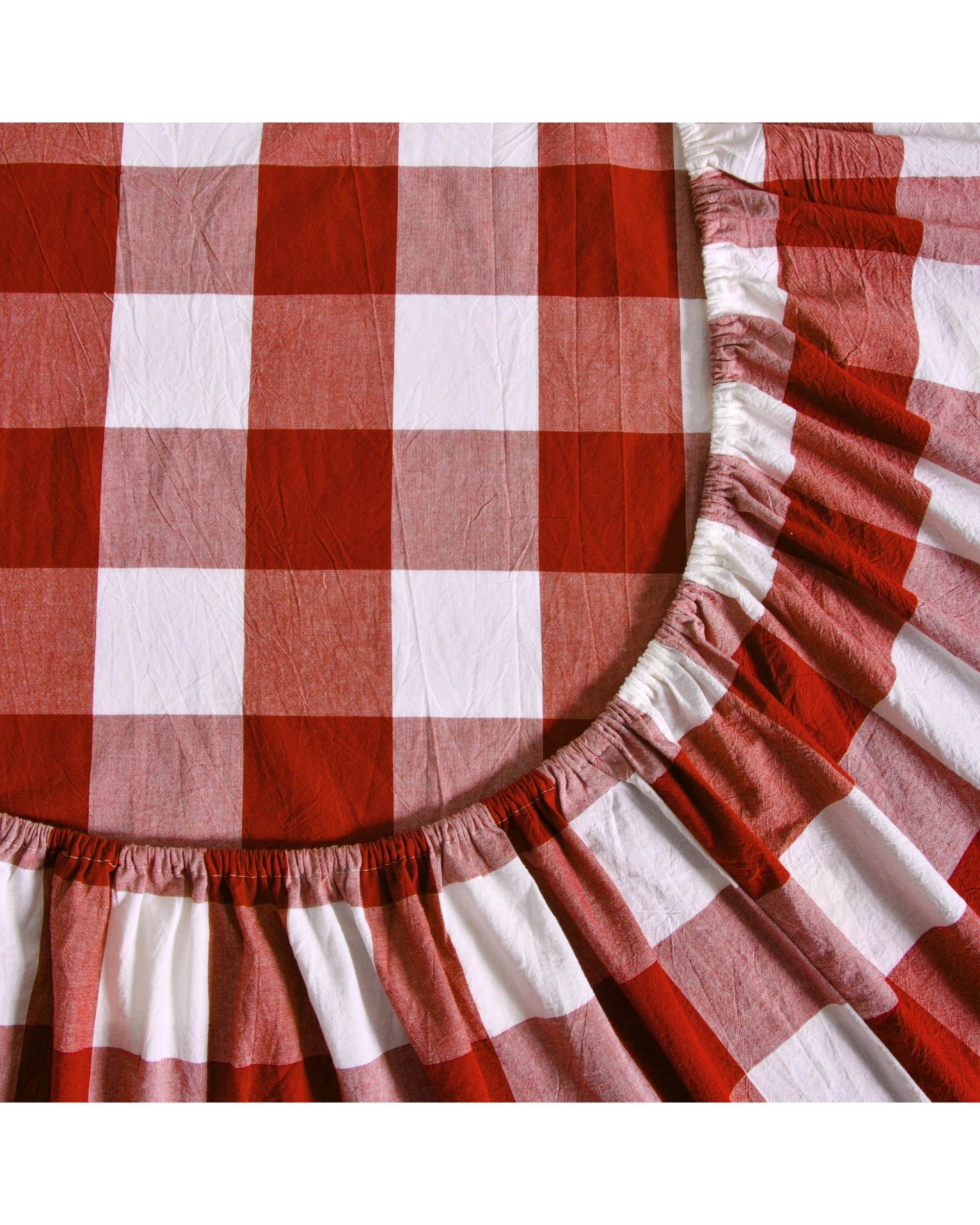 4 Dreamaker Remy Yarn Dyed Washed Cotton Checkered Sheet Set - Queen Bed - Rust, 4 of 5