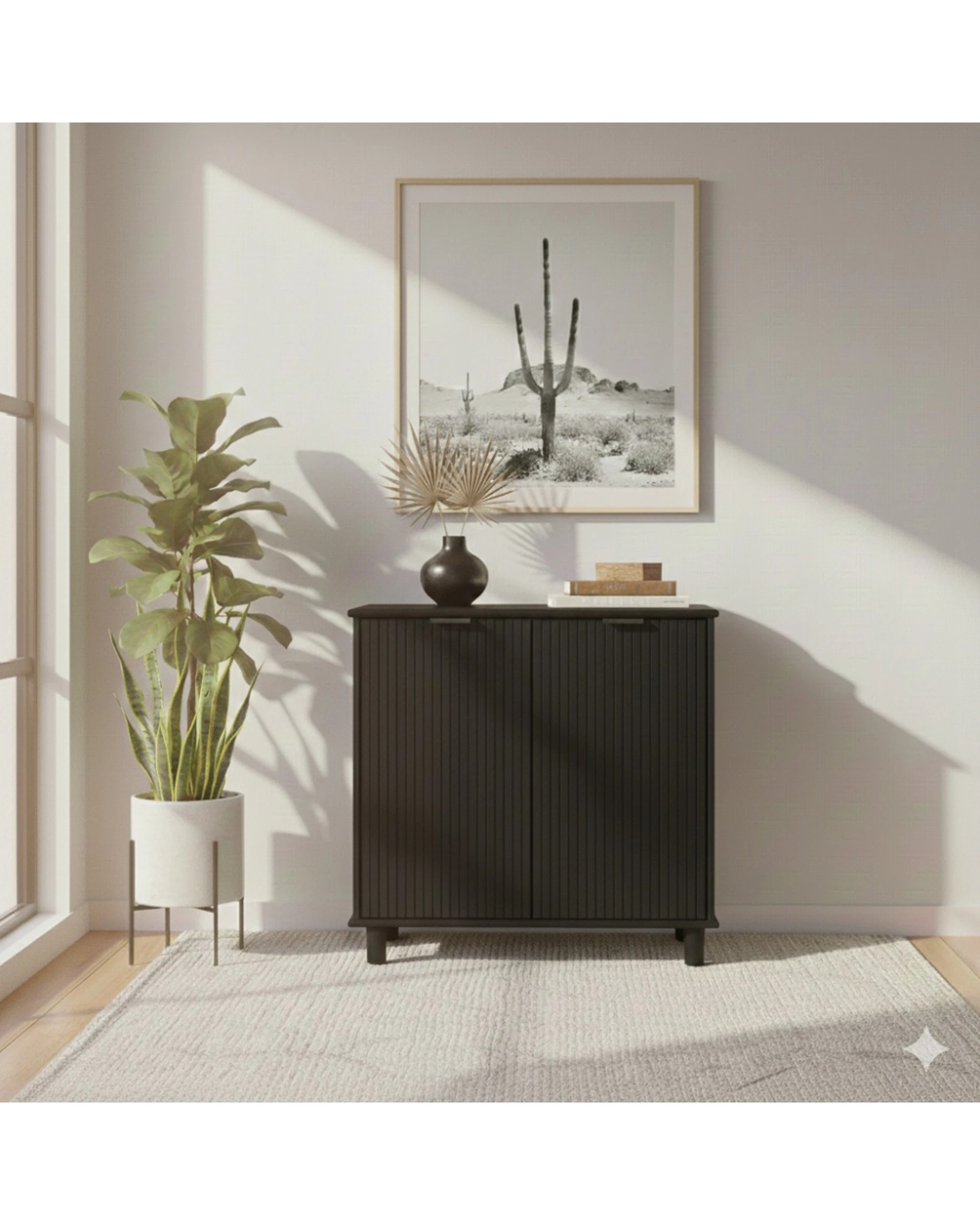 2 Alpine Bay Sorrento 2 Door Adjustable Sideboard Cupboard Decor Woodgrain - Black, 2 of 7