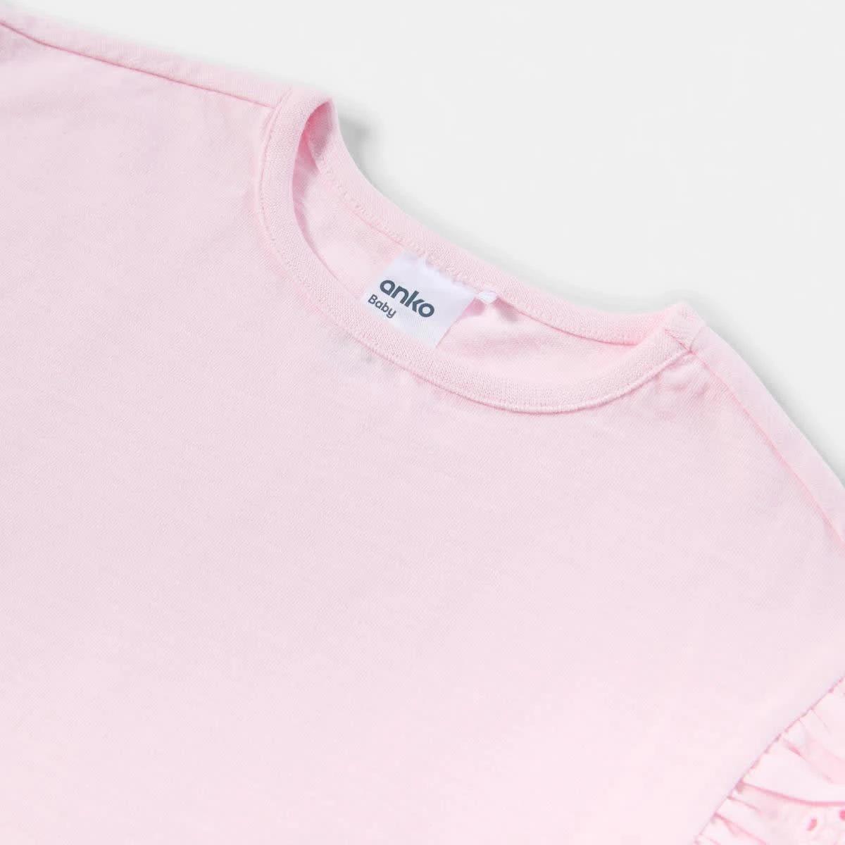 3 3 Pack Broderie Frill T-shirt PINK, BEIGE, PURPLE, 3 of 8