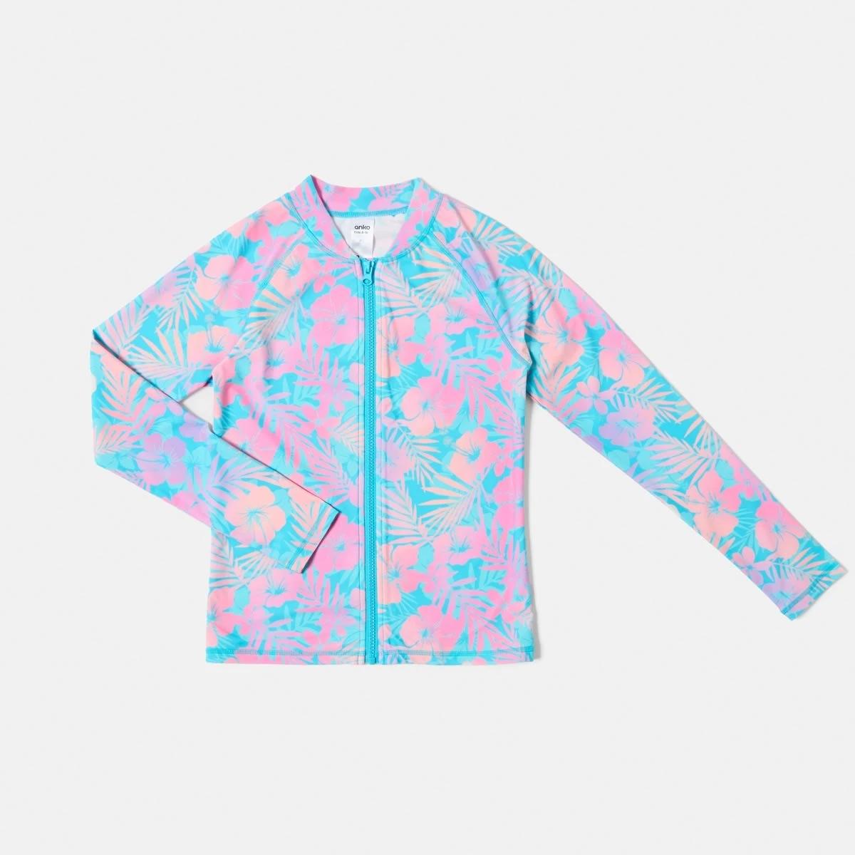 6 Long Sleeve Zip Through Rash Vest OMBRE TROPICAL LUSH MULTI, 6 of 8
