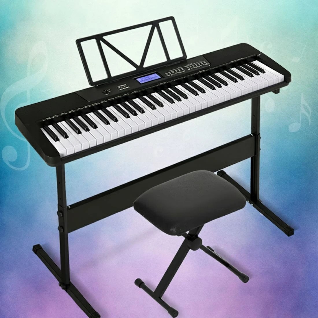 6 Alpha 61 Keys Electronic Piano Keyboard Digital Electric w/ Stand Stool Touch - Black, 6 of 6