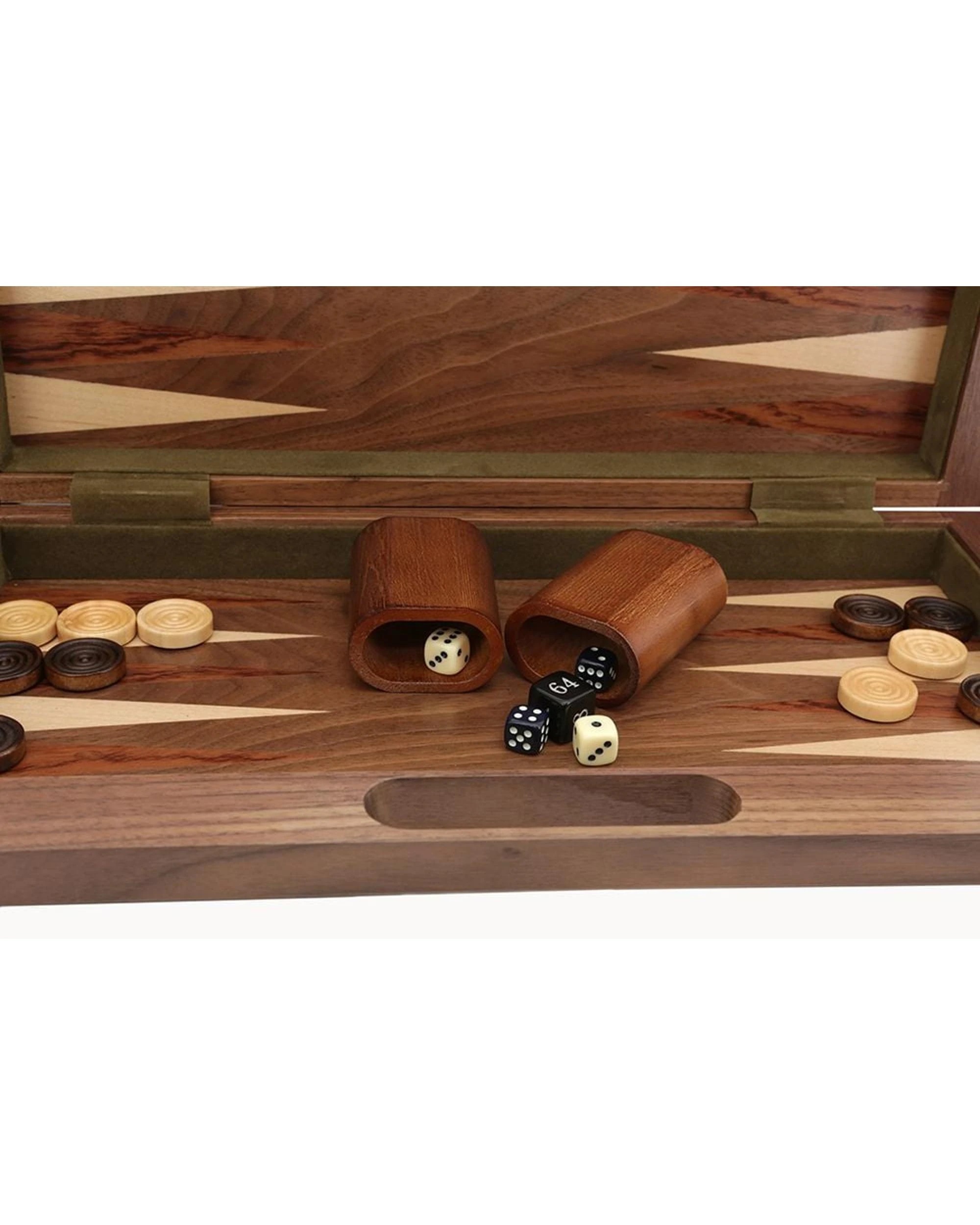 2 Dal Rossi 16 inch Walnut Folding 3-in-1 Chess/Backgammon/Checkers Set, 2 of 4