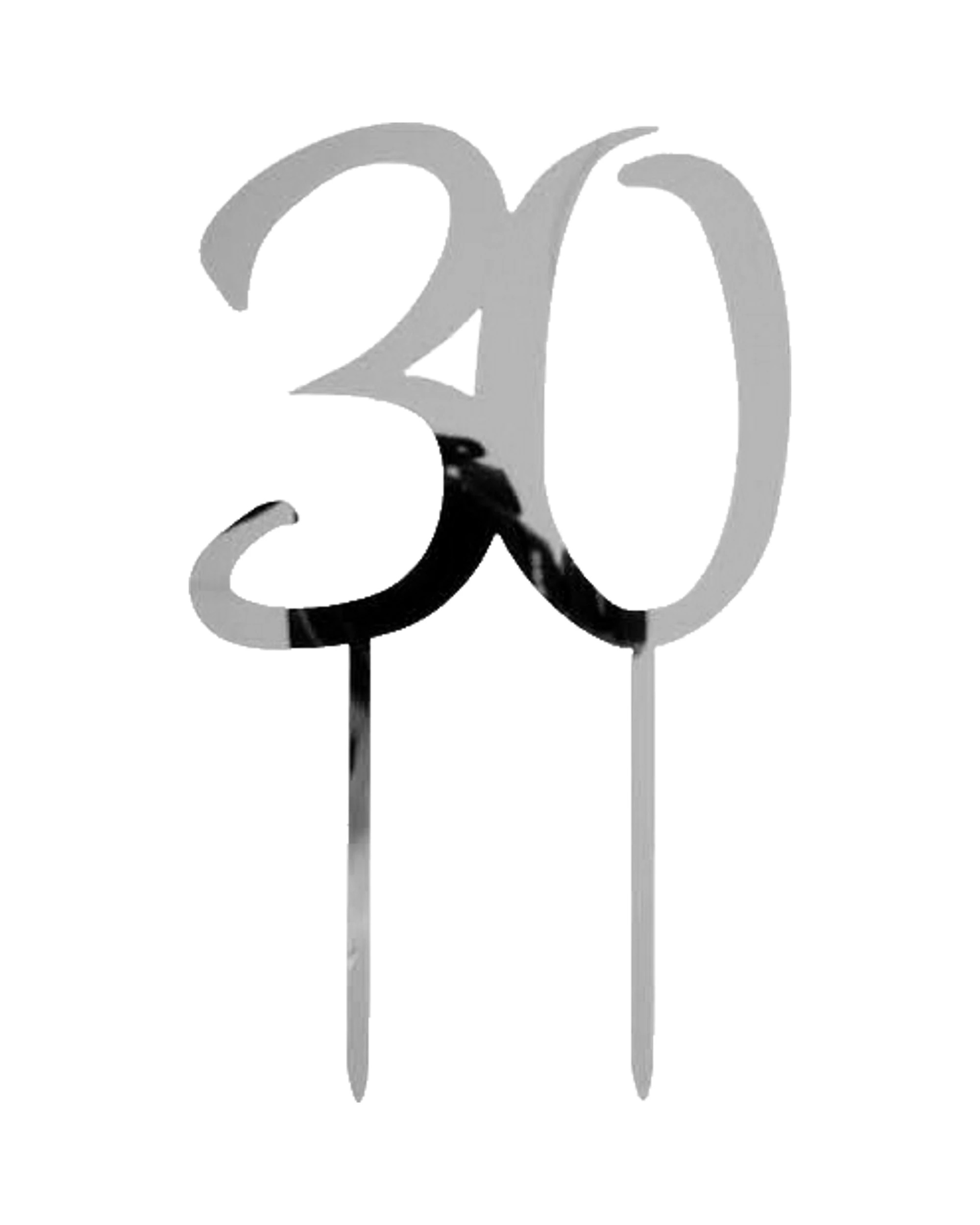 1 JD Party 30 Mirror Cake Topper - Silver, 1 of 2