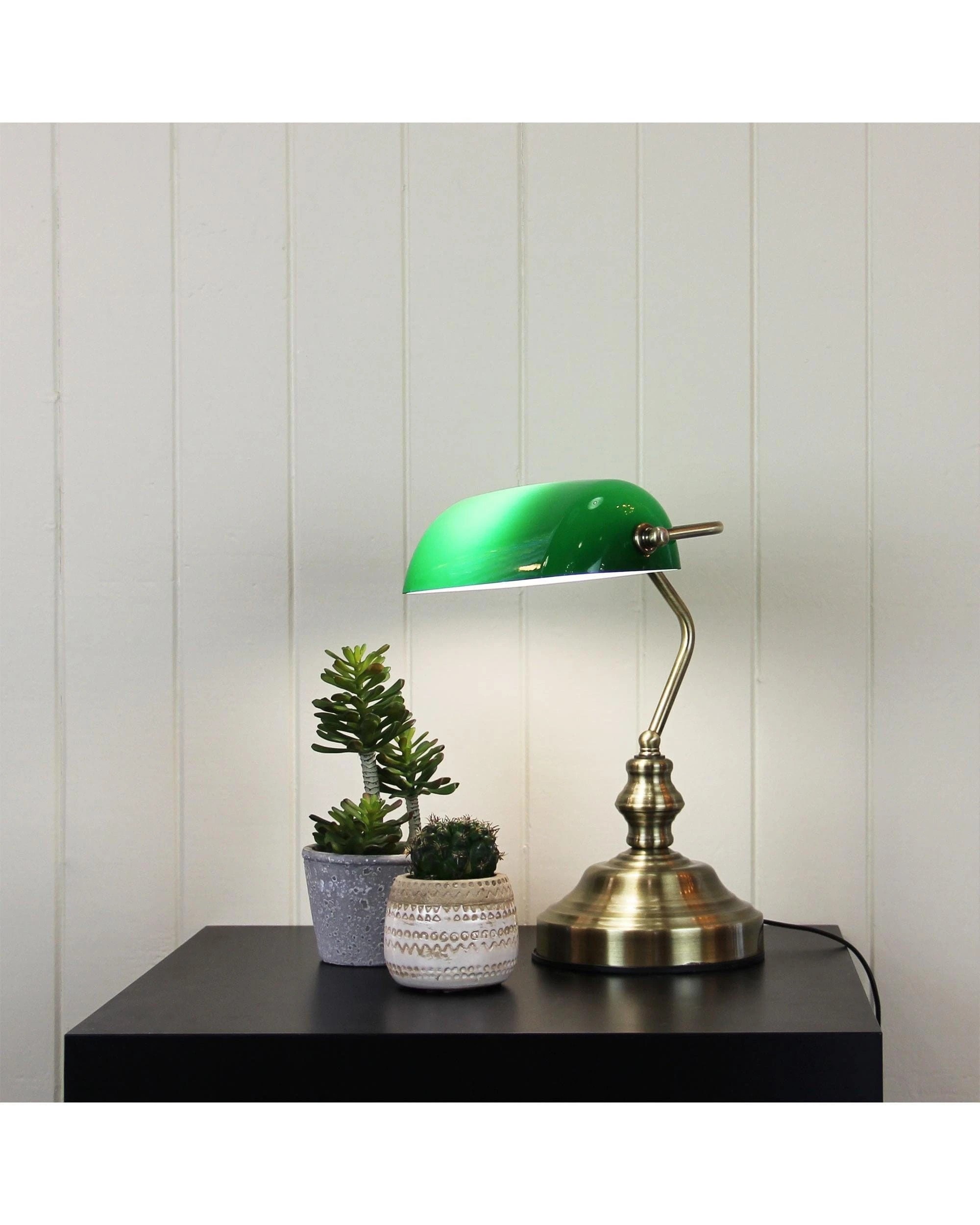 3 Oriel Lighting Bankers Touch Onoff Touch Lamp Antique Brass - Green, 3 of 3