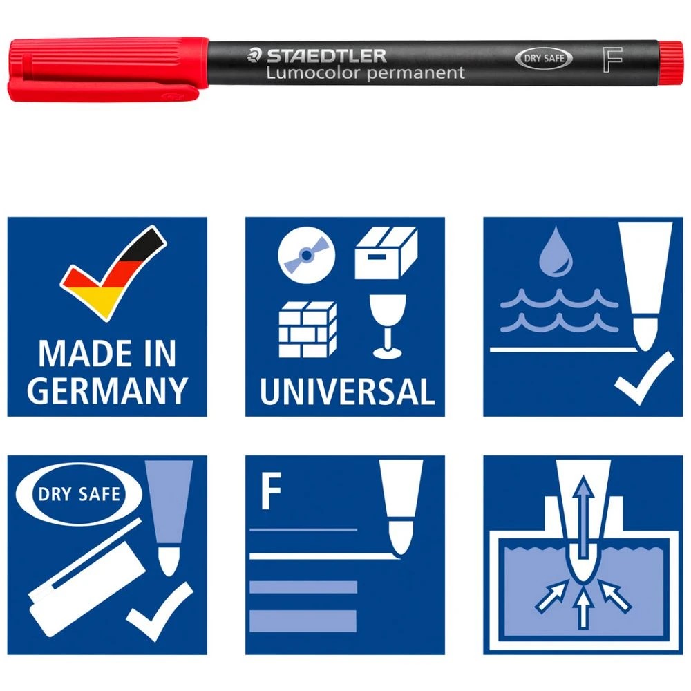 5 Staedtler Lumocolor Permanent Marker 0.6mm Black 10 Pack, 5 of 7