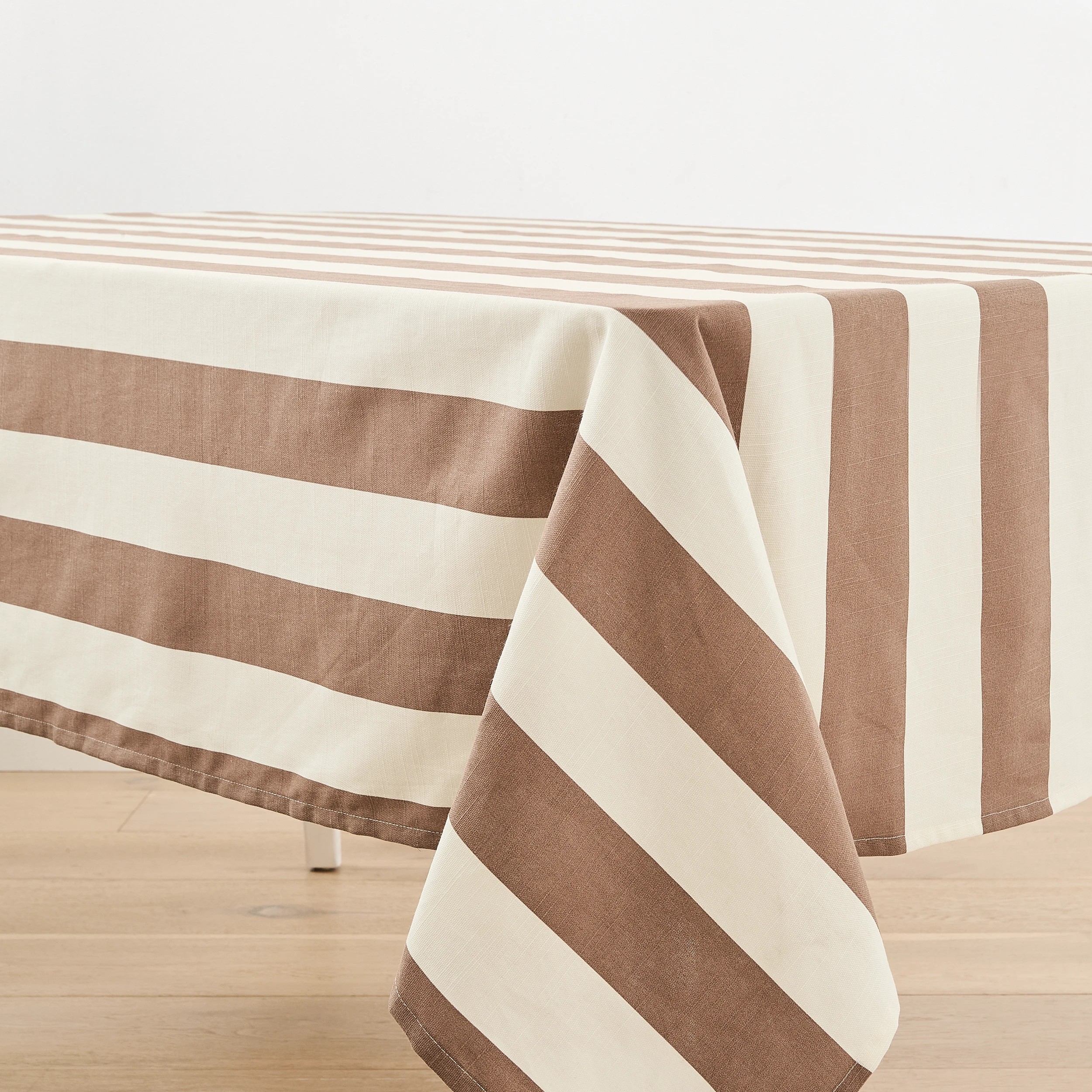 2 Extra Large Mocha Stripe Tablecloth, 2 of 5