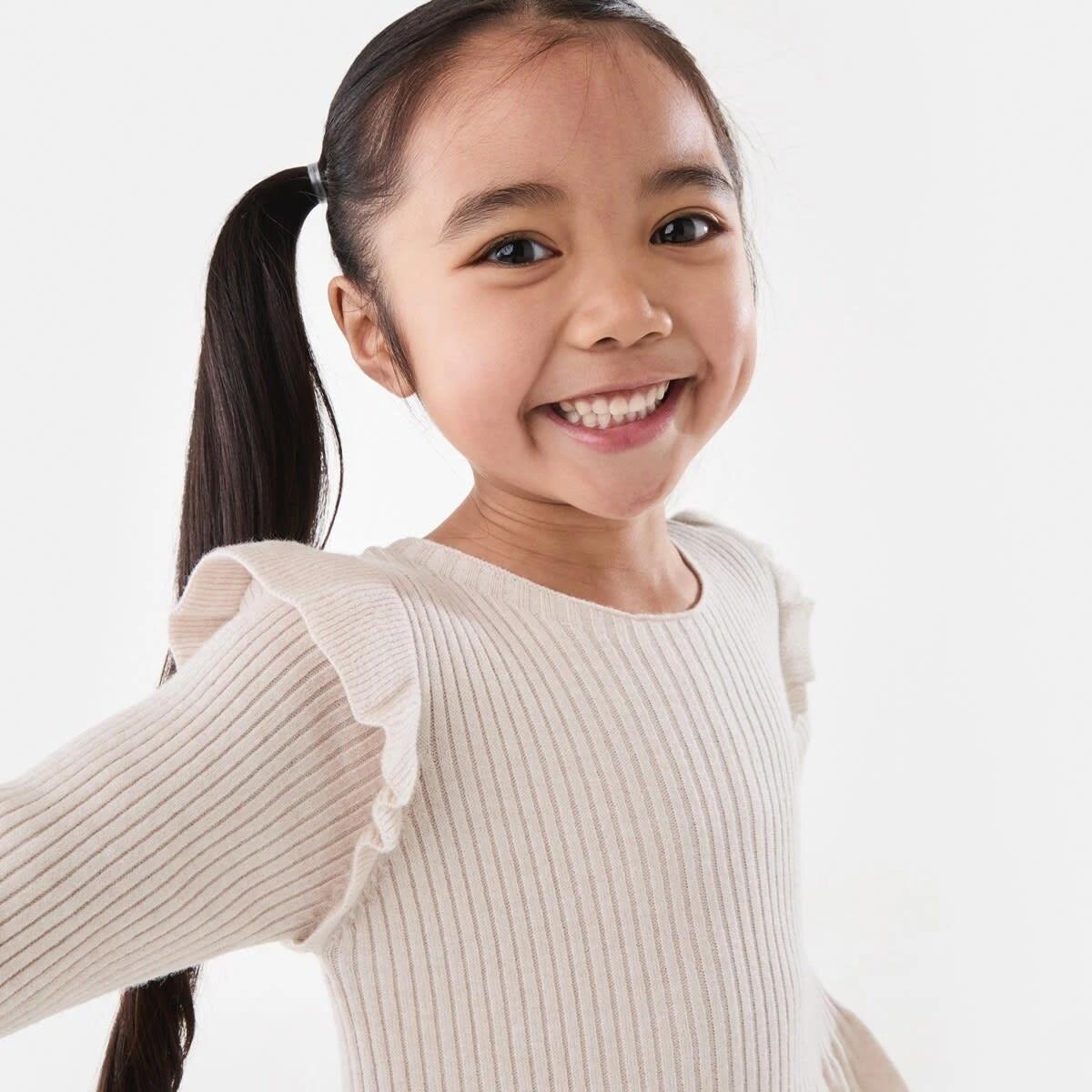 3 Long Sleeve Viscose Knit Dress Crm Marle, 3 of 9