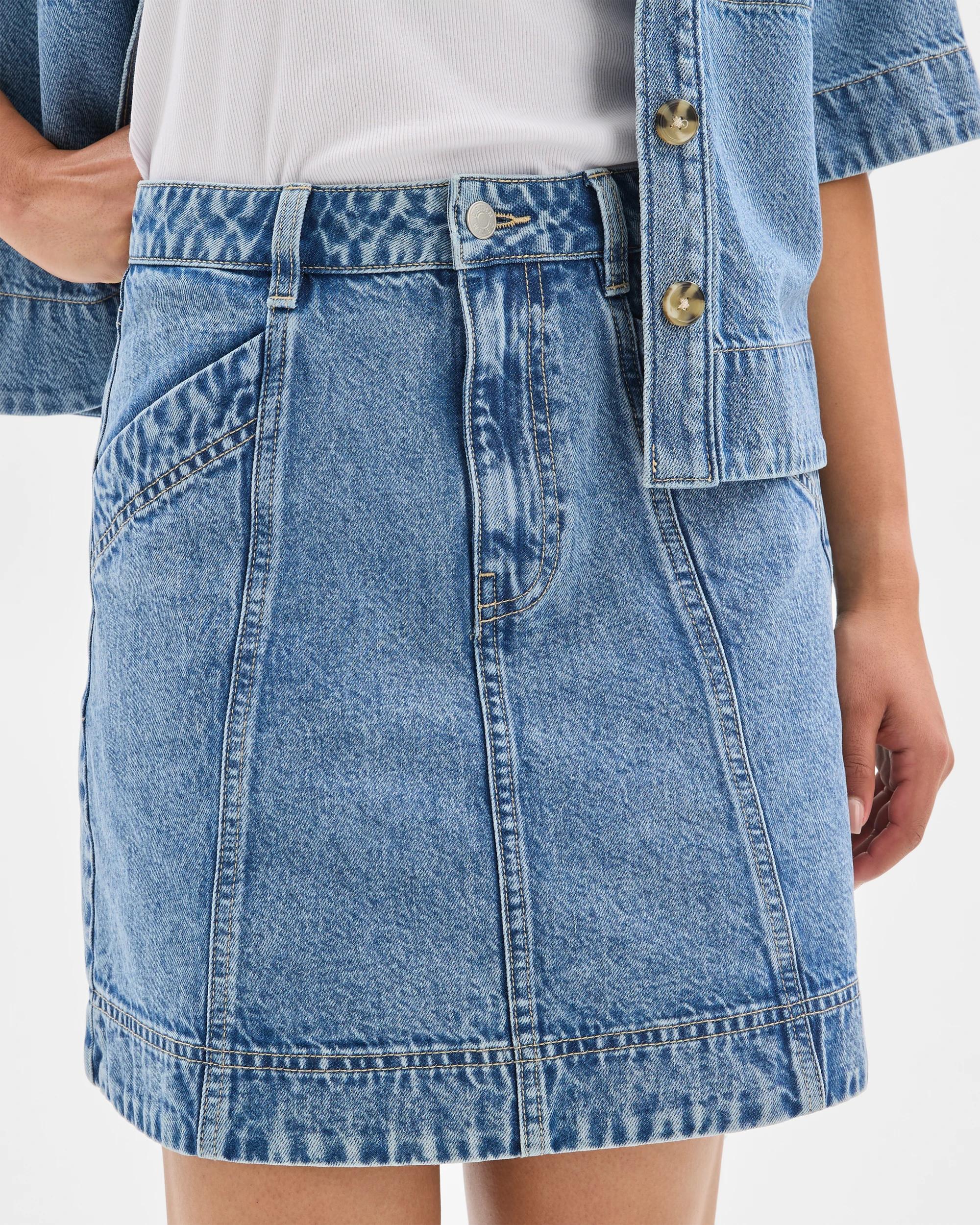 4 Target Denim Denim Slant Pocket Mini Skirt SALT/PEPPER INDIGO, 4 of 6