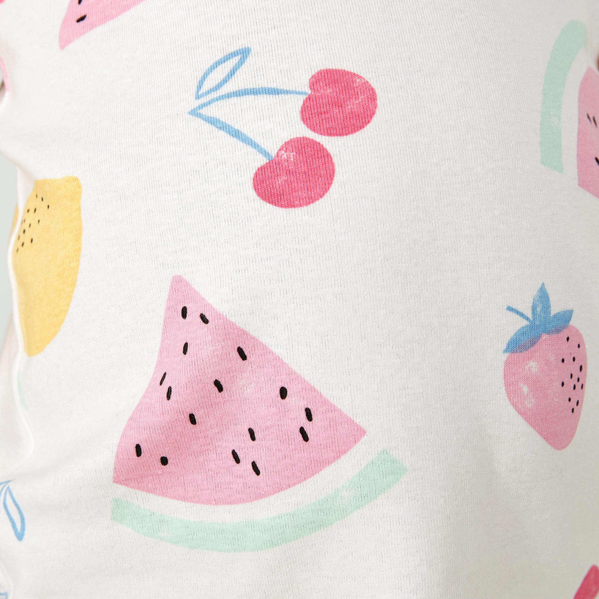 5 Short Sleeve Ribbed Pyjama Set WHITE FRUIT, 5 of 8