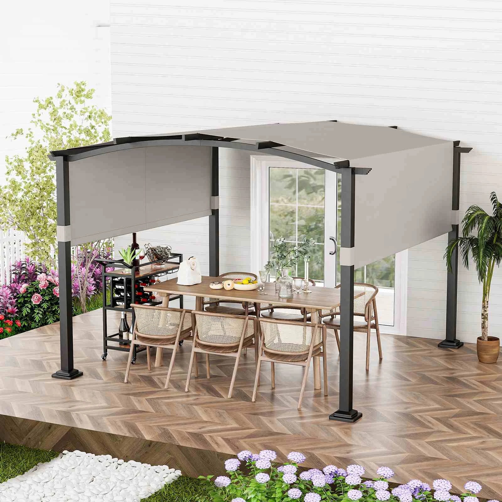 2 Costway 3x3M Pergola Sunshade Canopy Outdoor Umbrella Patio Garden Deck - Grey, 2 of 2