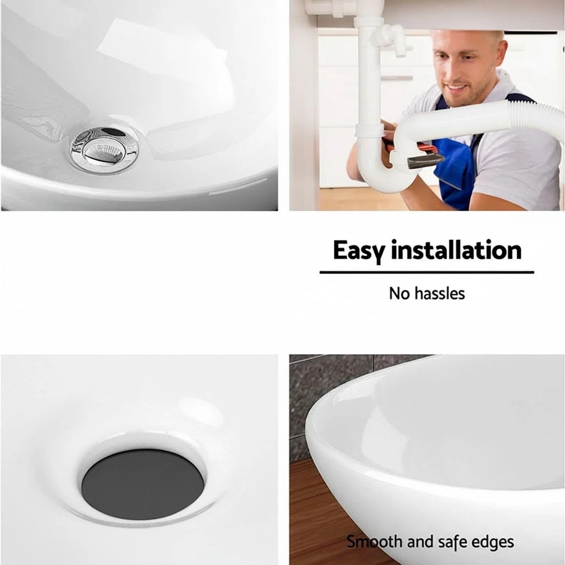 4 Cefito Bathroom Basin Ceramic Vanity Sink Hand Wash Bowl 41x34cm - White, 4 of 5