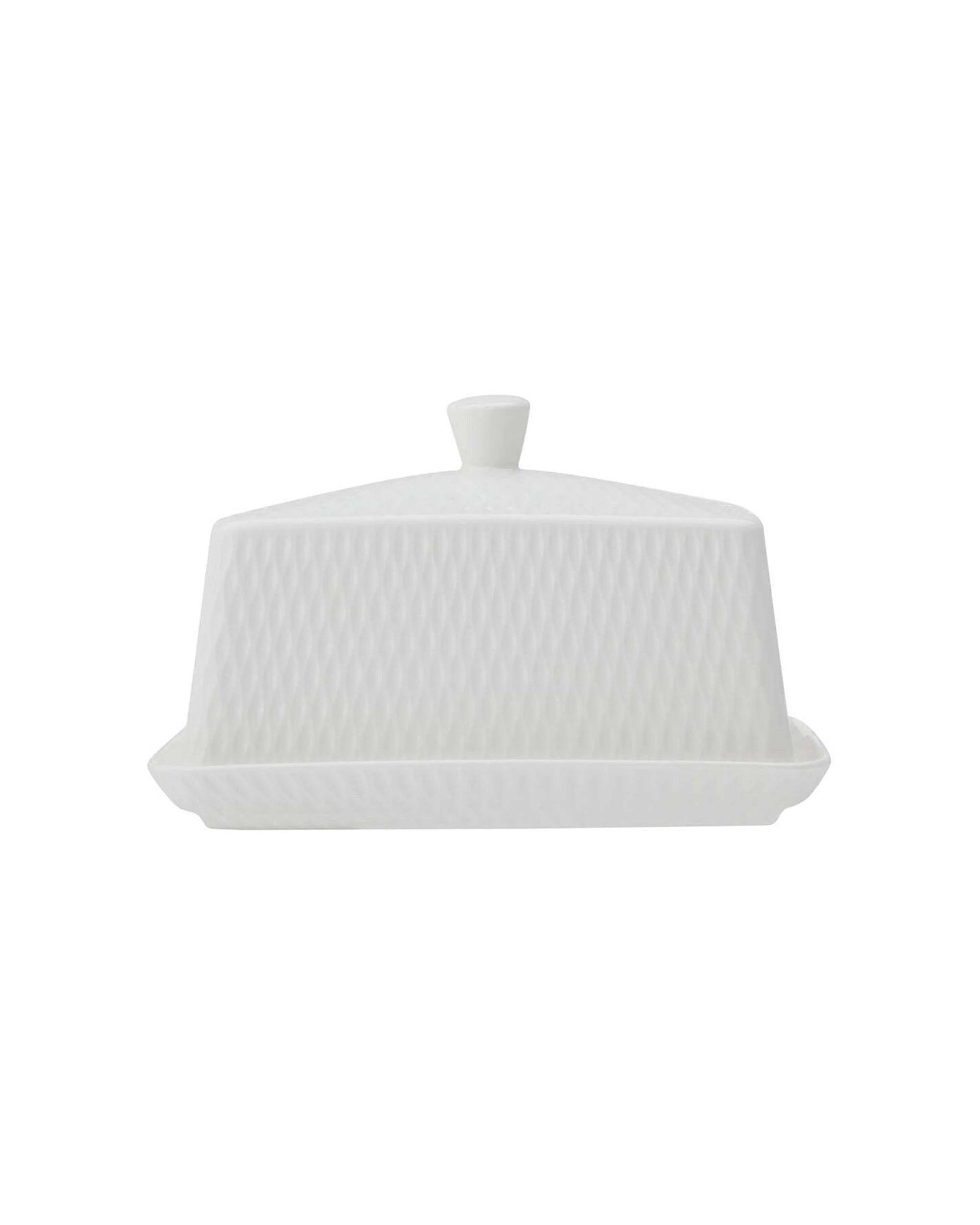 1 Maxwell & Williams White Basics Diamonds Butter Dish With Lid Porcelain - White, 1 of 3