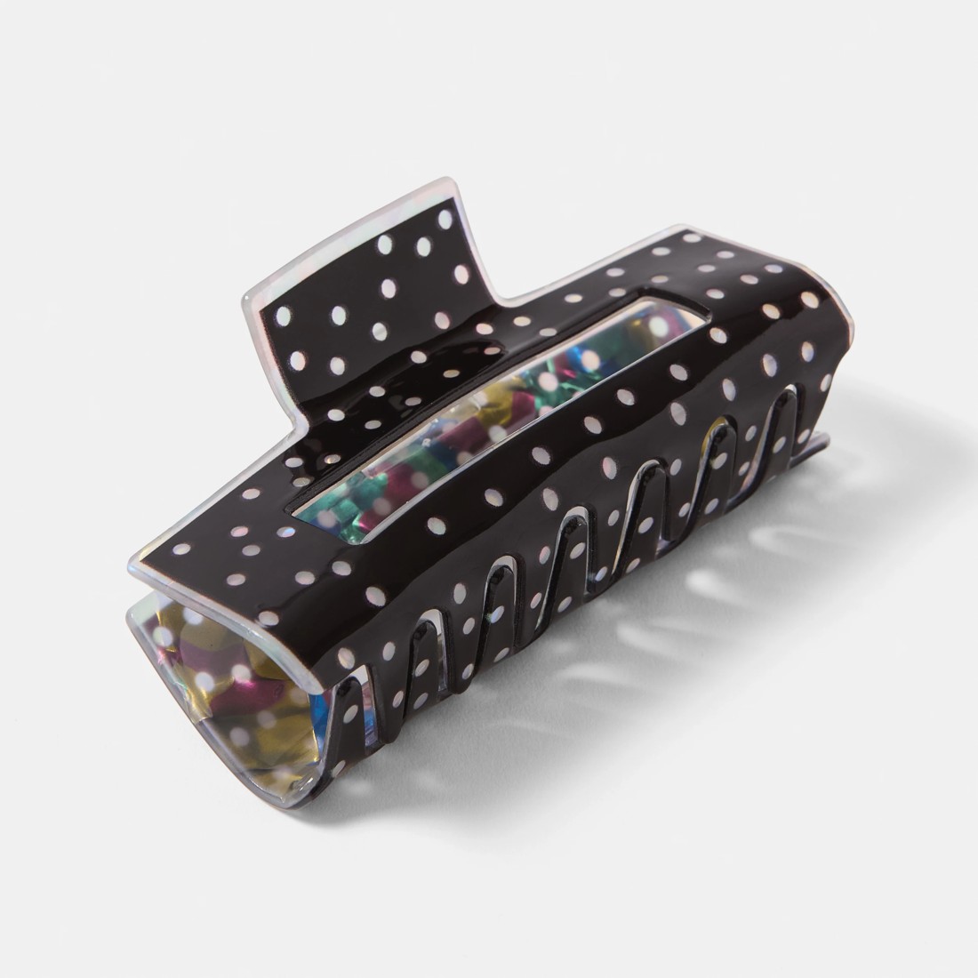 2 Black Rectangle Polka Claw Hair Clip, 2 of 4