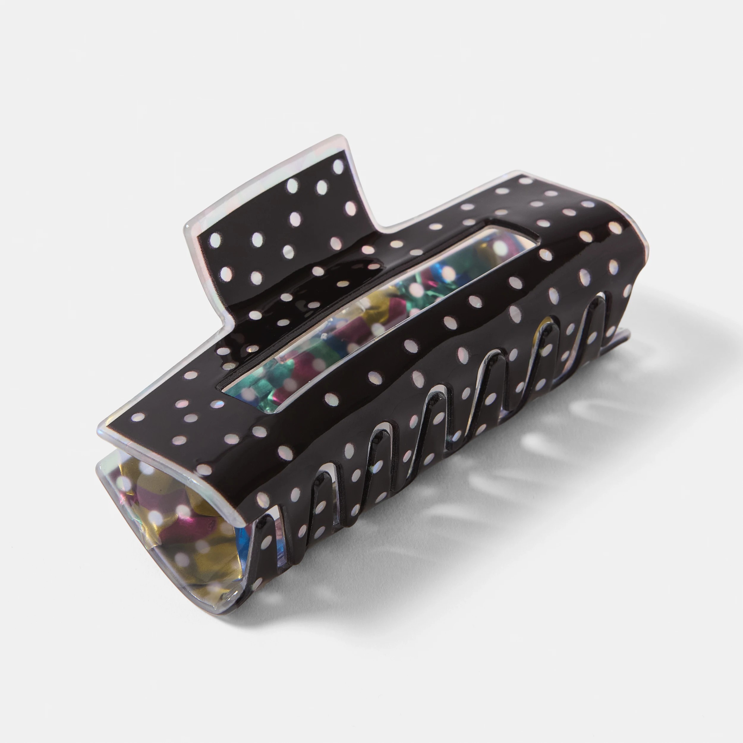 2 Black Rectangle Polka Claw Hair Clip, 2 of 4