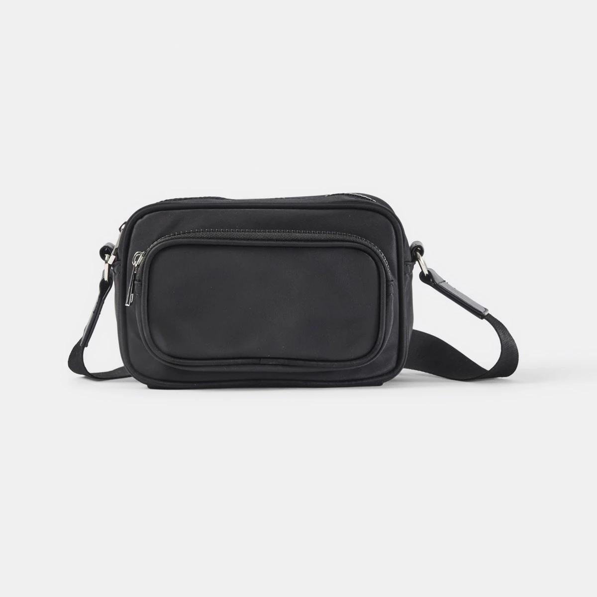 1 Double Pocket Crossbody Bag BLACK, 1 of 5