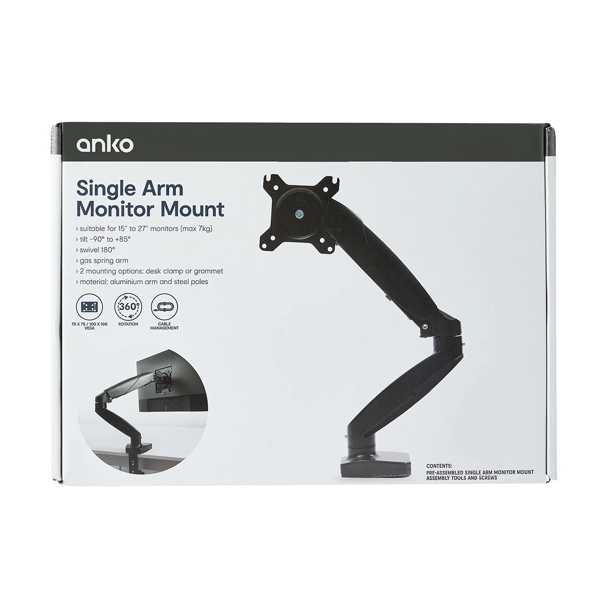 10 Single Arm Monitor Mount - Black, 10 of 10