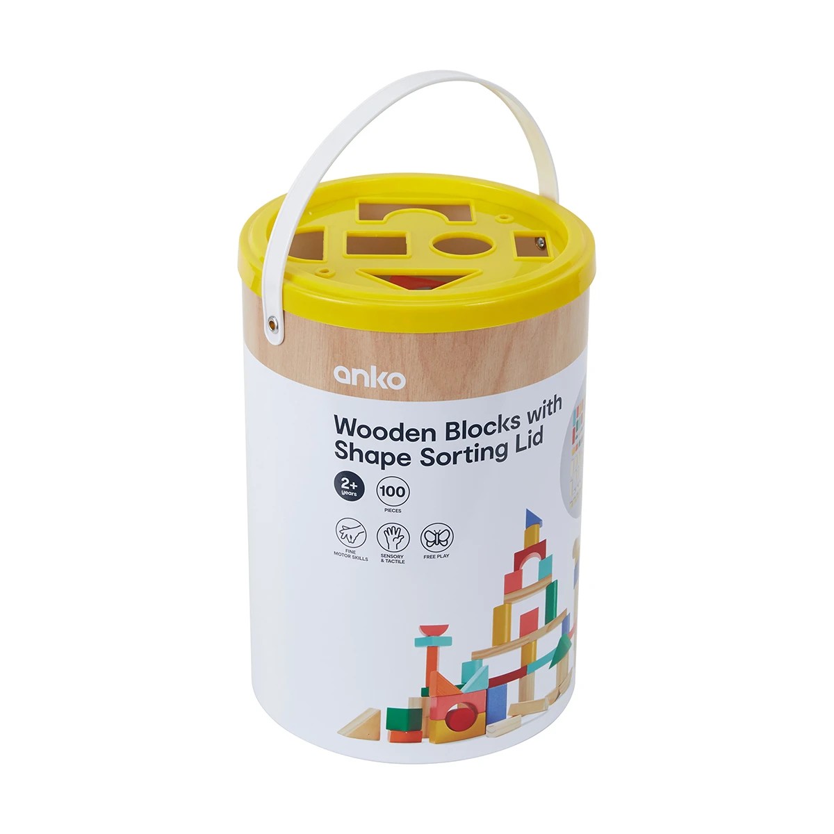 10 Wooden Blocks with Shape Sorting Lid, 10 of 10