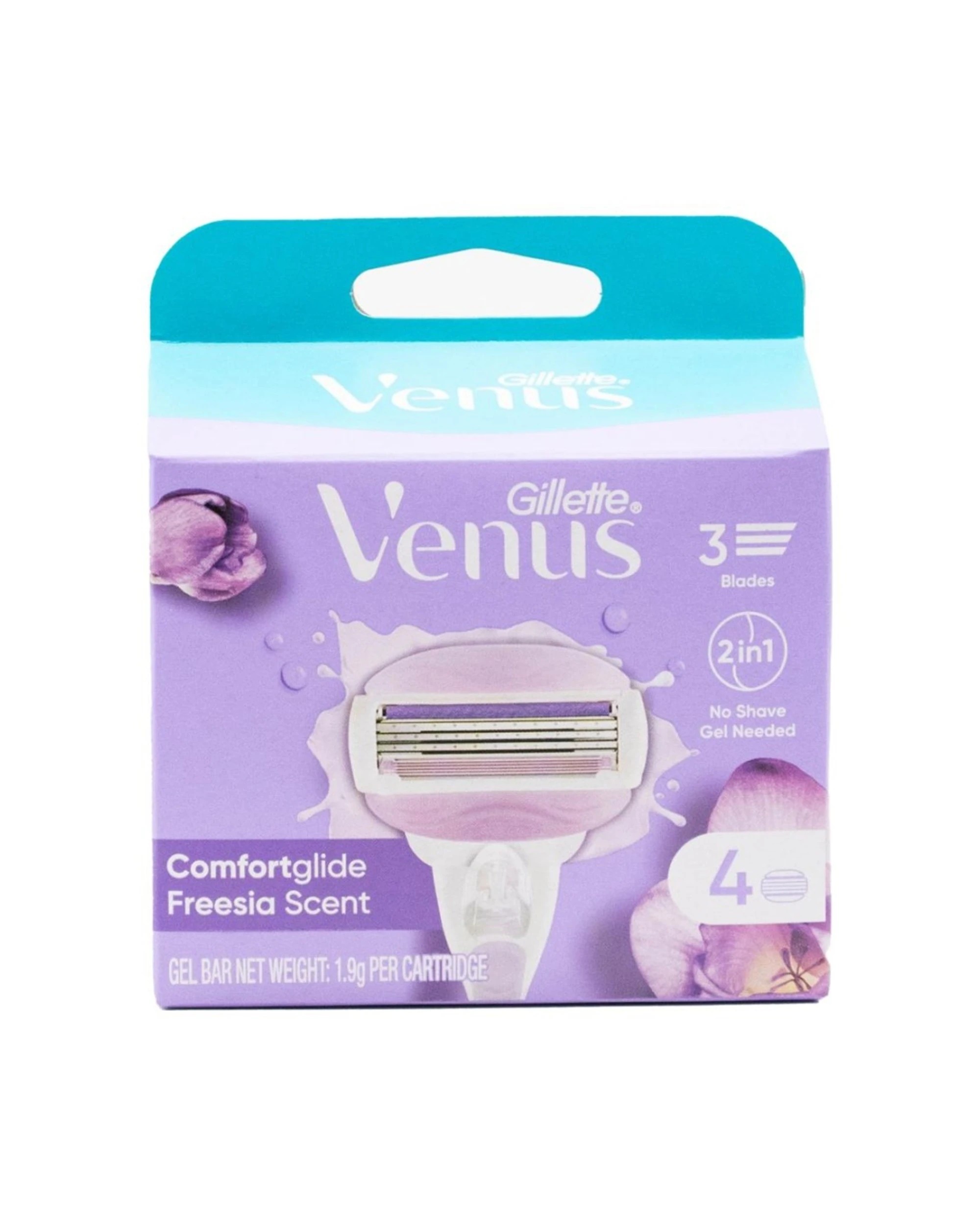 2 Gillette 10x 4pc Venus Comfort Glide 3 Blade Razor Cartridge Freesia Scent - Multi, 2 of 3