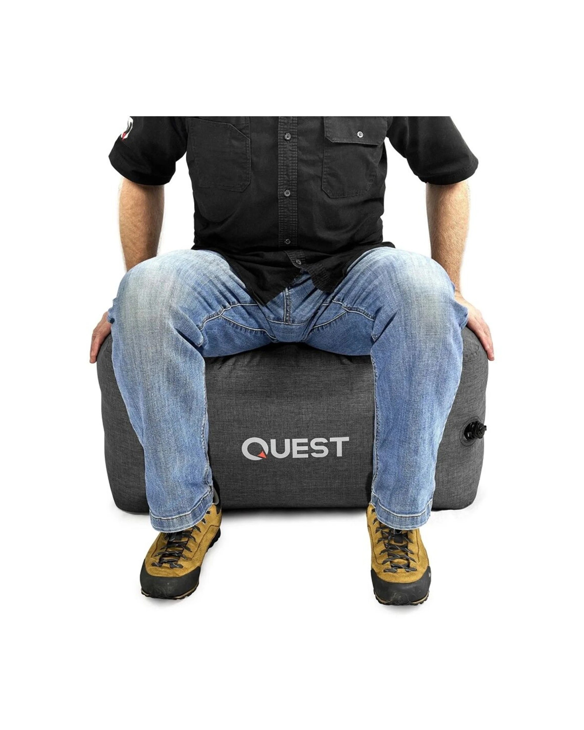 3 Quest Outdoors Air Foot Stool Inflatable Water-Resistant Boston Valve With Bag - Charcoal, 3 of 5