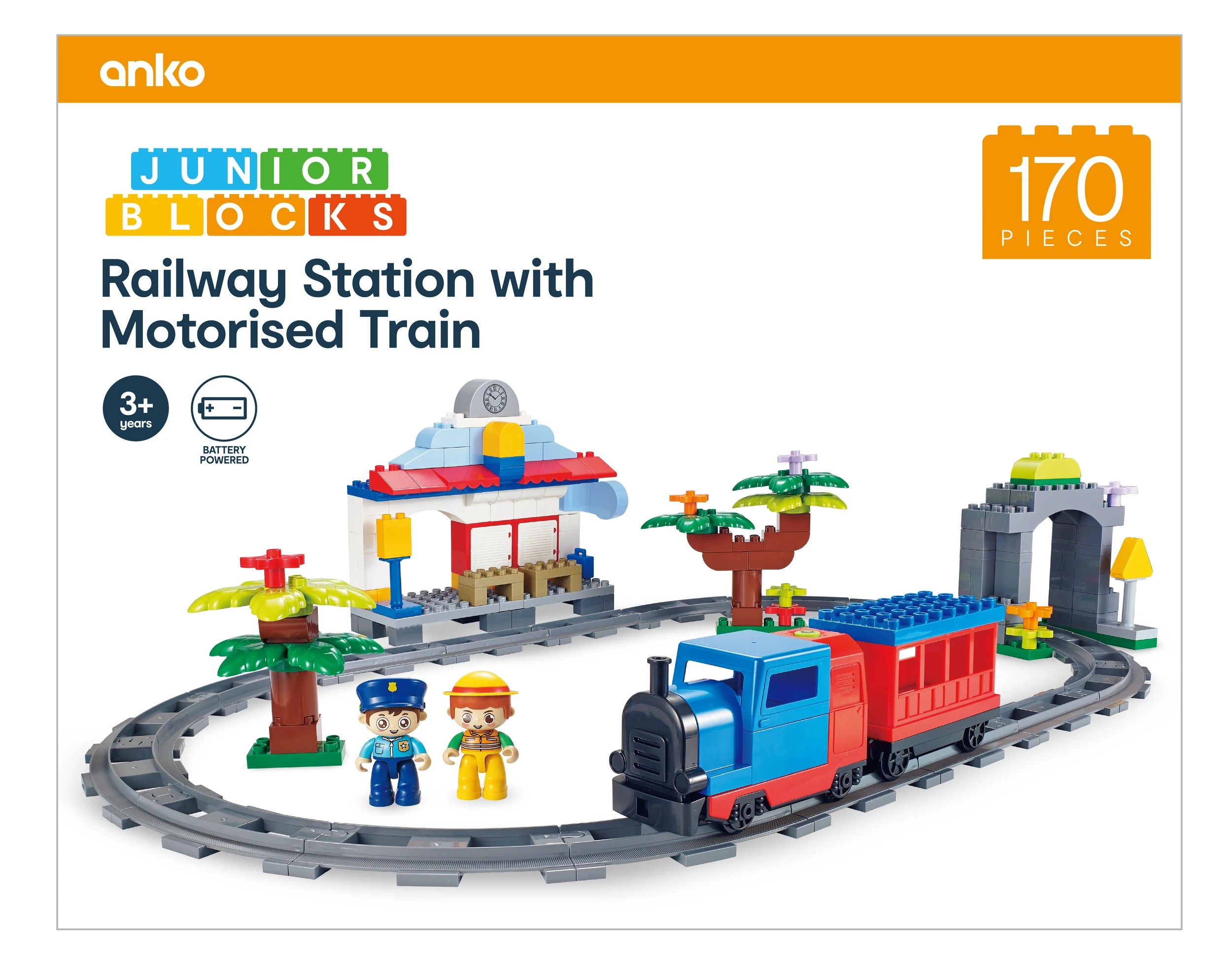 1 170 Piece Junior Blocks: Railway Station with Motorised Train Playset, 1 of 9