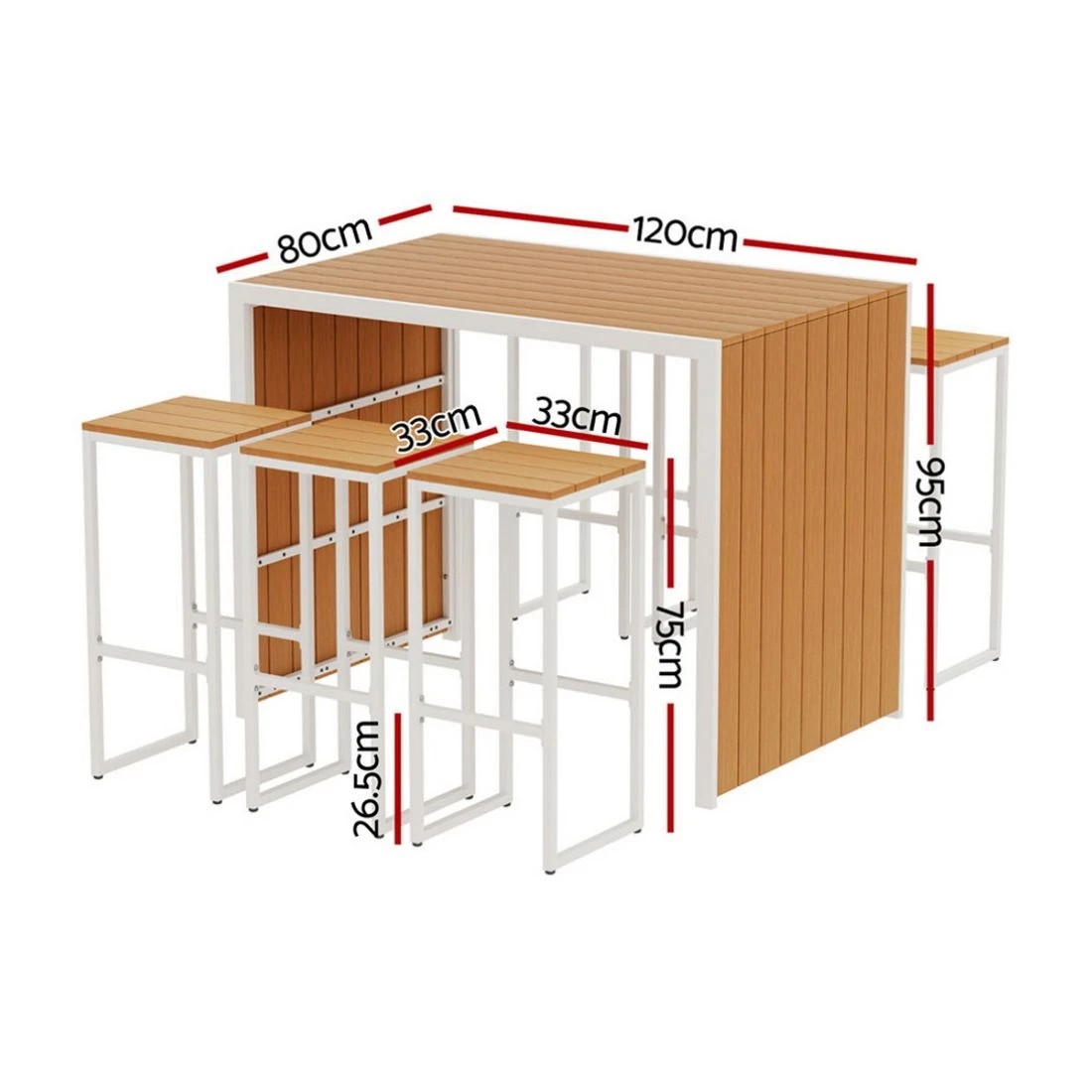 2 Gardeon 7-Piece Outdoor Bar Set Table Chairs Patio Bistro Set  6 Seater - Brown, 2 of 4