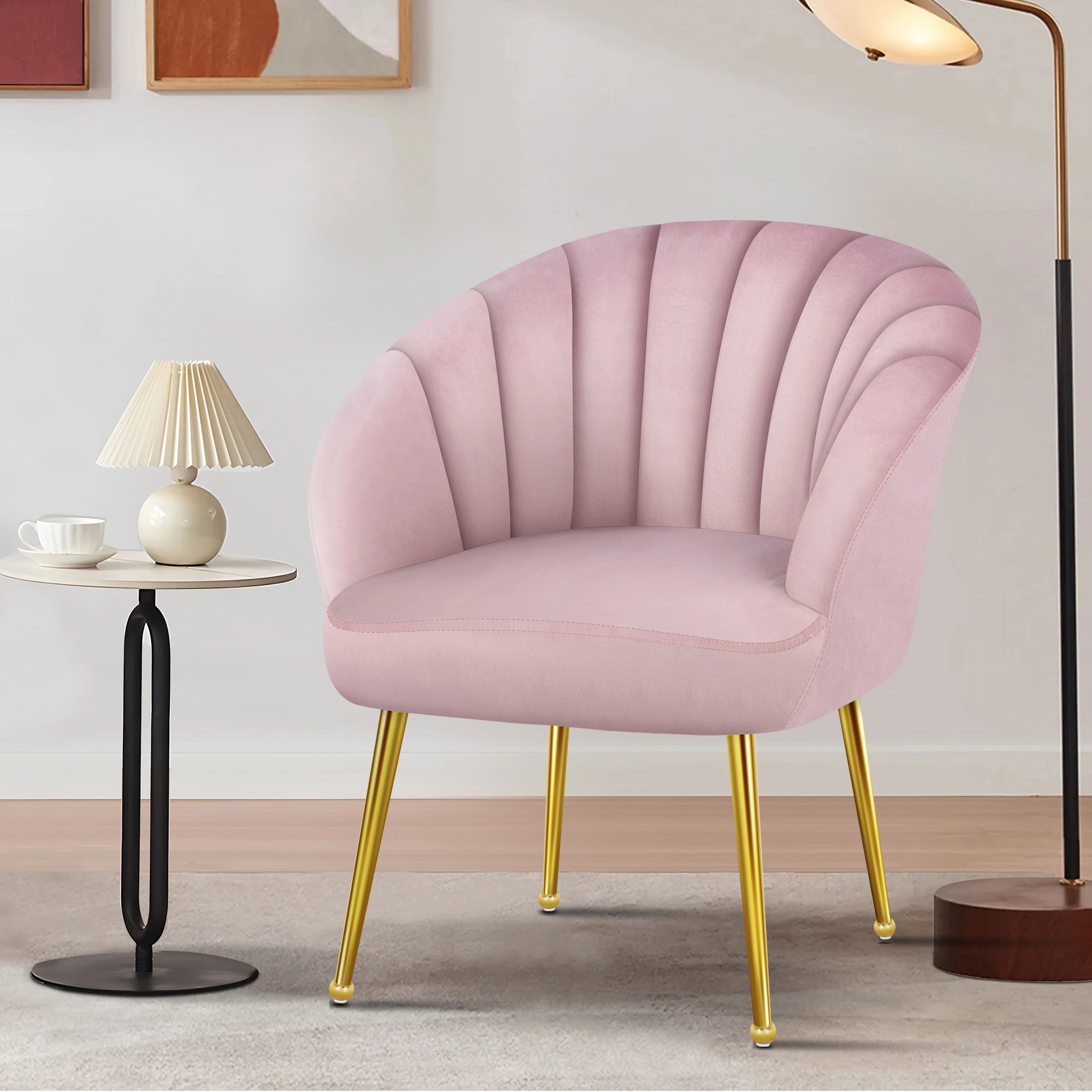 4 Alfordson Armchair Lounge Chair Accent Tub Chair Sofa Couch Velvet - Pink, 4 of 9