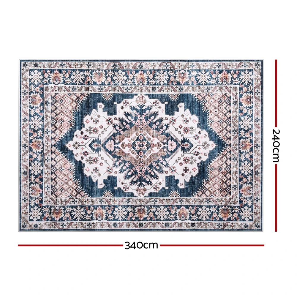 2 Artiss Floor Rug 240x340cm Large Washable Persian Area Rug Living Room - Blue, 2 of 9