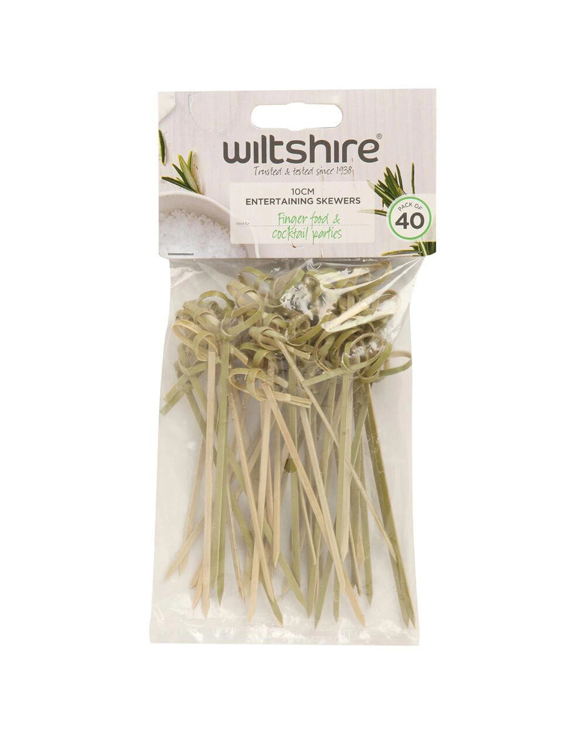 2 Wiltshire 40pc Entertaining Finger Food Cocktail Party Skewers Sticks 10cm - Natural, 2 of 2