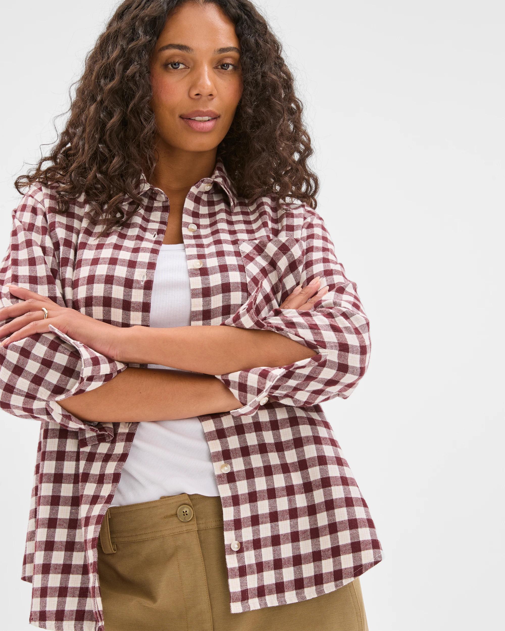 6 Target Woman Long Sleeve Check Shirt RED CHECK, 6 of 7