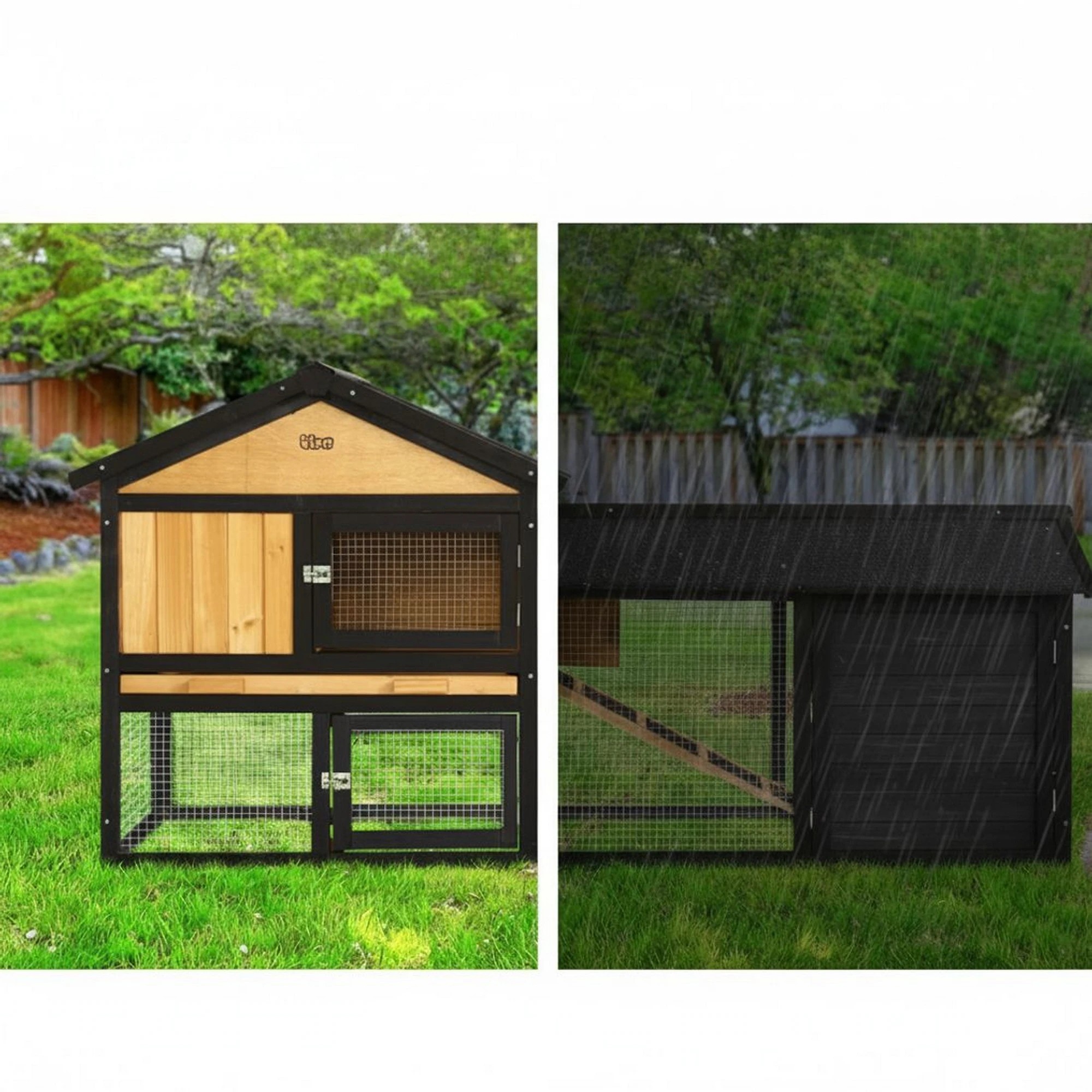 6 i.Pet Chicken Coop Rabbit Hutch Extra Large Run House Cage Wooden Bunny Outdoor - Multi, 6 of 7