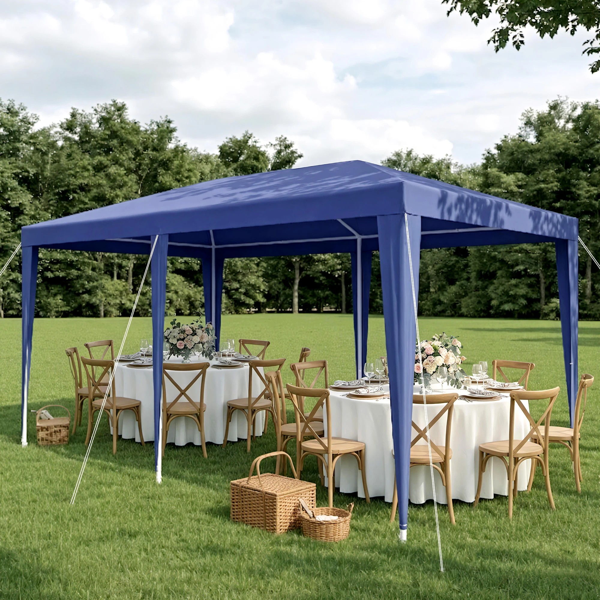 4 Instahut 3x6m Gazebo Outdoor Party Tent Marquee - Blue, 4 of 9