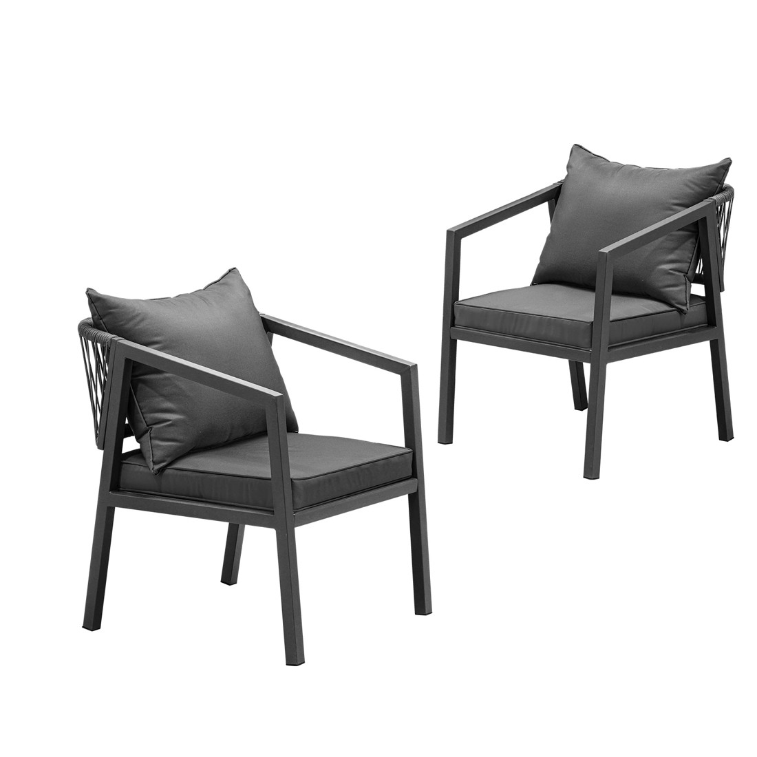 1 Livsip 2pcs Outdoor Furniture Chairs Garden Patio Garden Lounge Set Steel Frame
 - Grey, 1 of 10