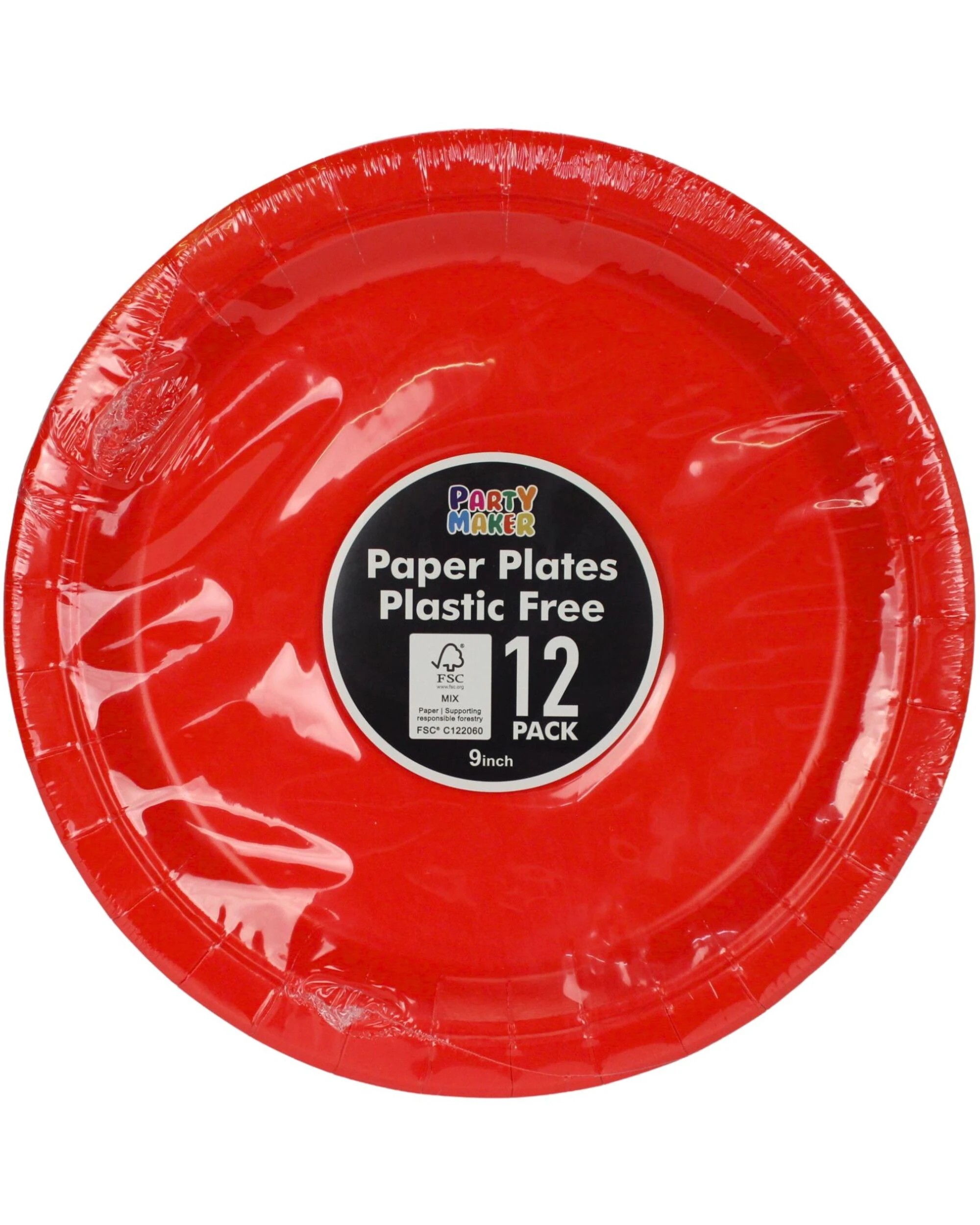 2 Party Maker Large Paper Plates Pack of 12 - Red, 2 of 3