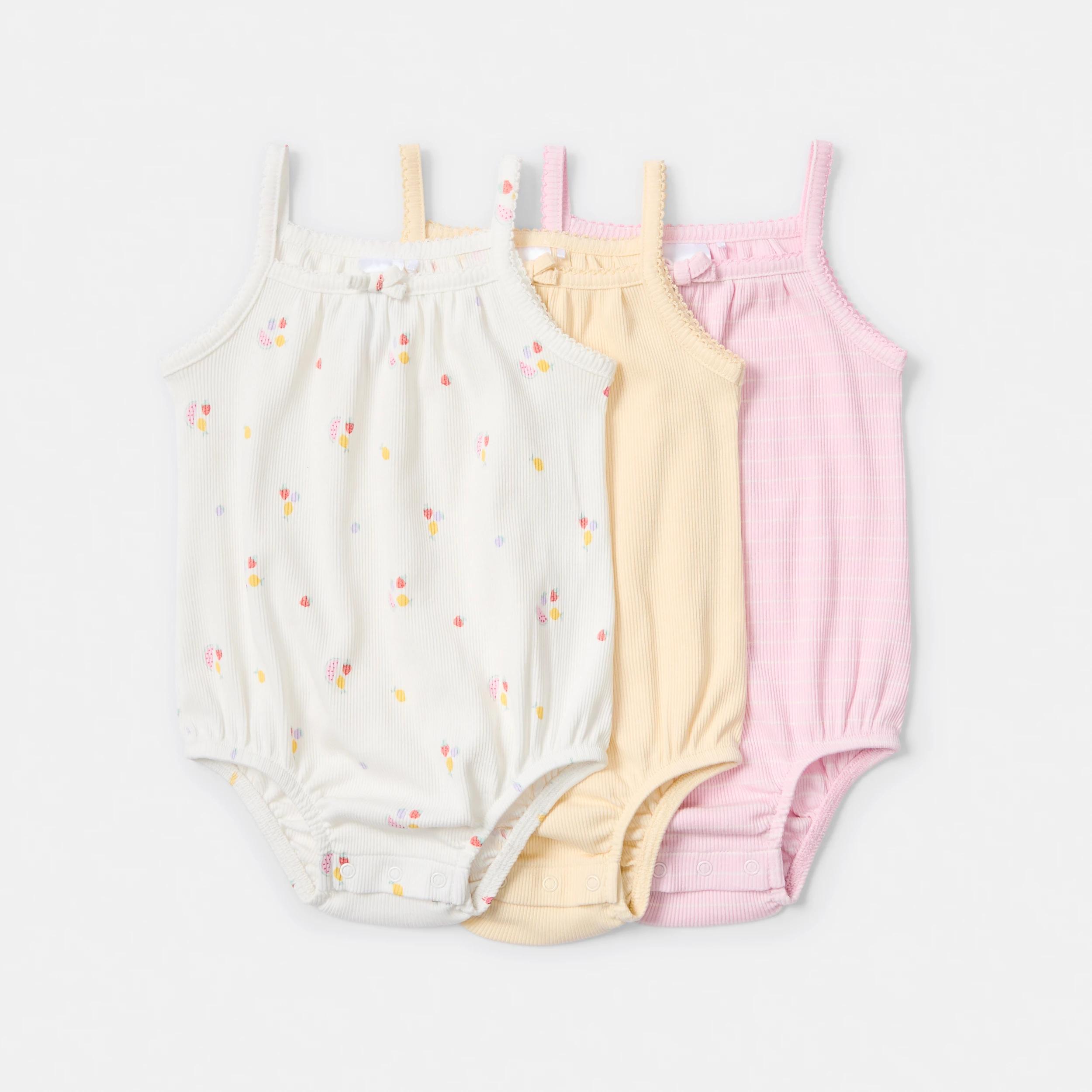 1 3 Pack Sleeveless Ribbed Bodysuit FRUIT SALAD, 1 of 8