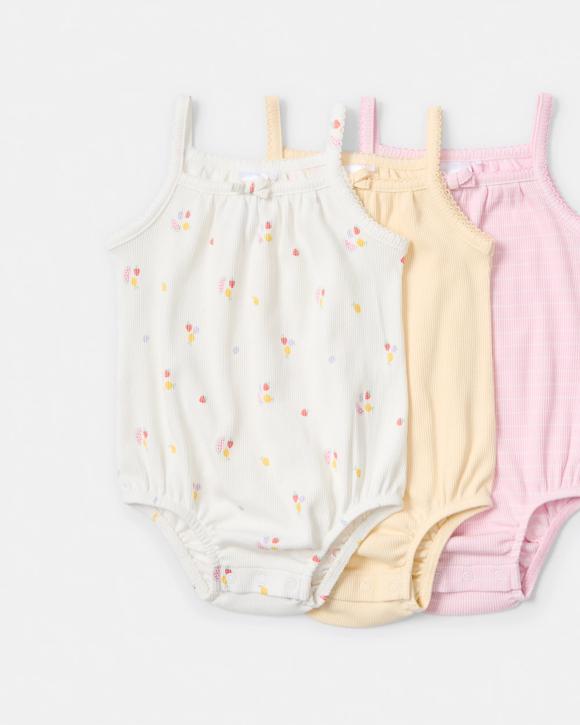 3 Pack Sleeveless Ribbed Bodysuit