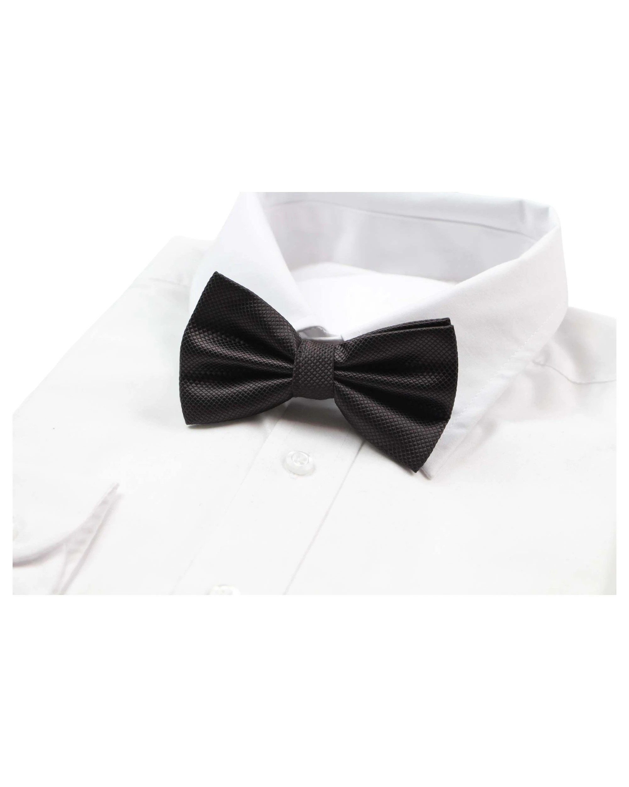 1 Zasel Mens Dark Brown Plain Coloured Checkered Bow Tie - Brown, 1 of 5