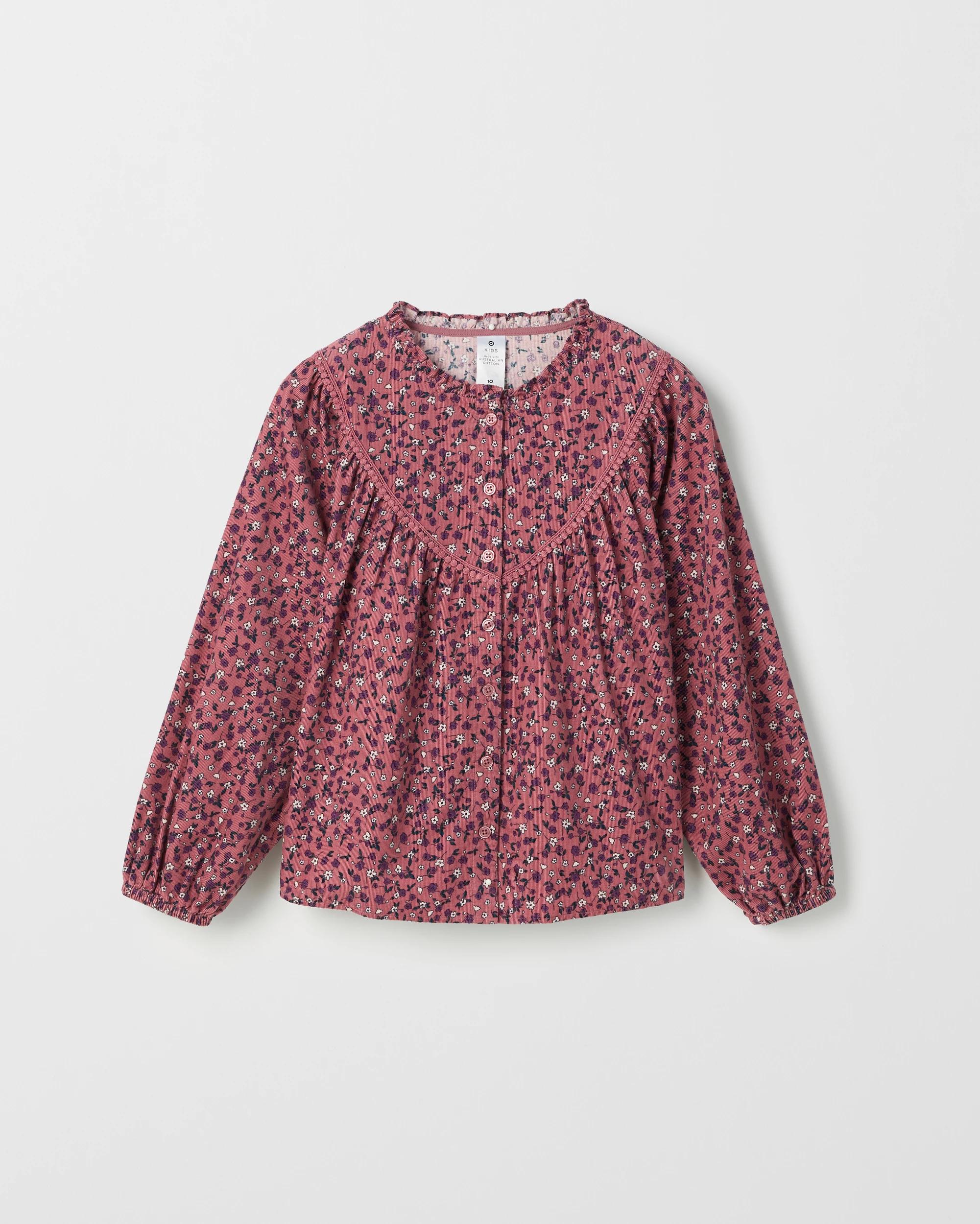 1 Target Kids Australian Cotton Long Sleeve Woven Cord Top PINK, 1 of 2