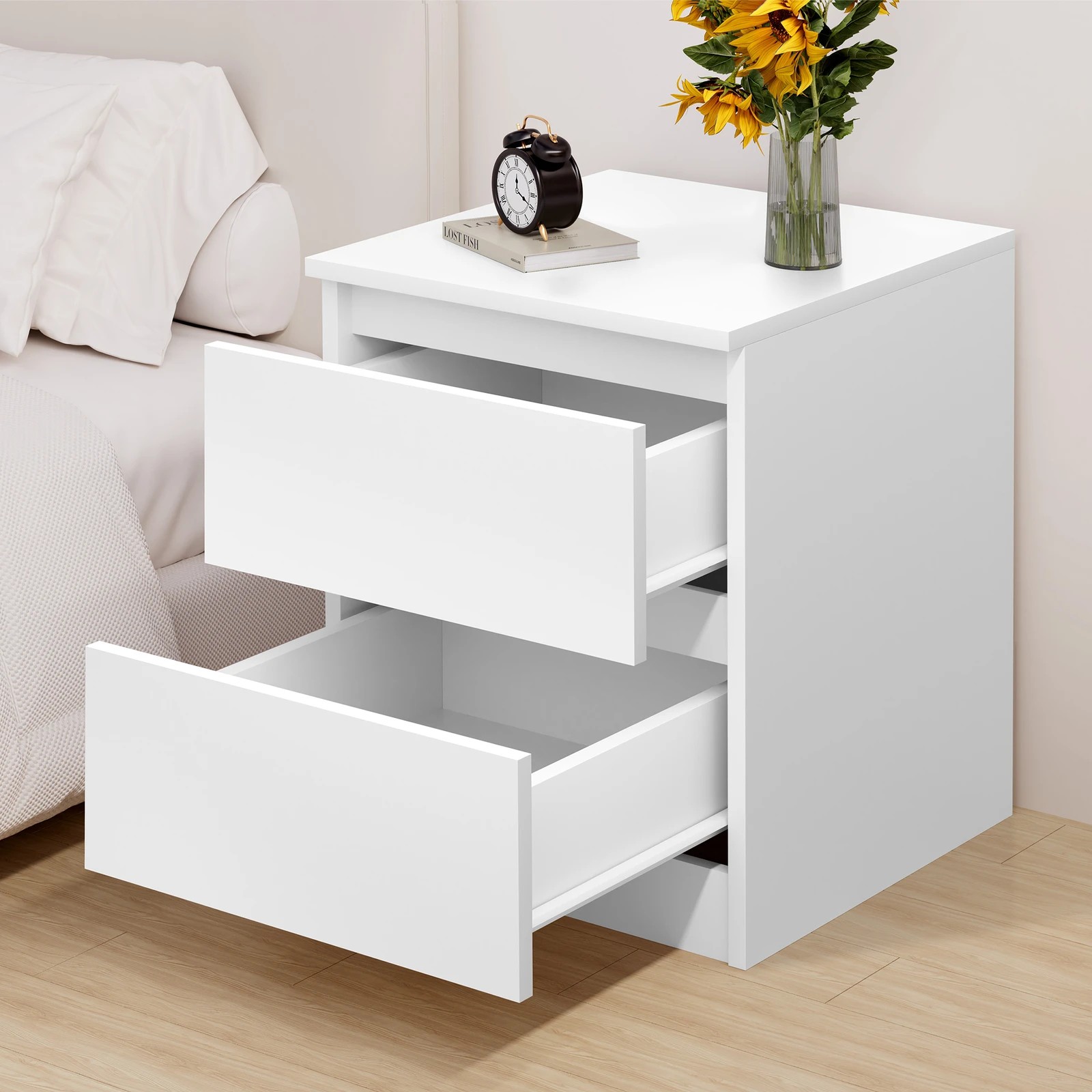 7 Alfordson 2x Bedside Table Nightstand Storage Cabinet Side End Table - White, 7 of 10